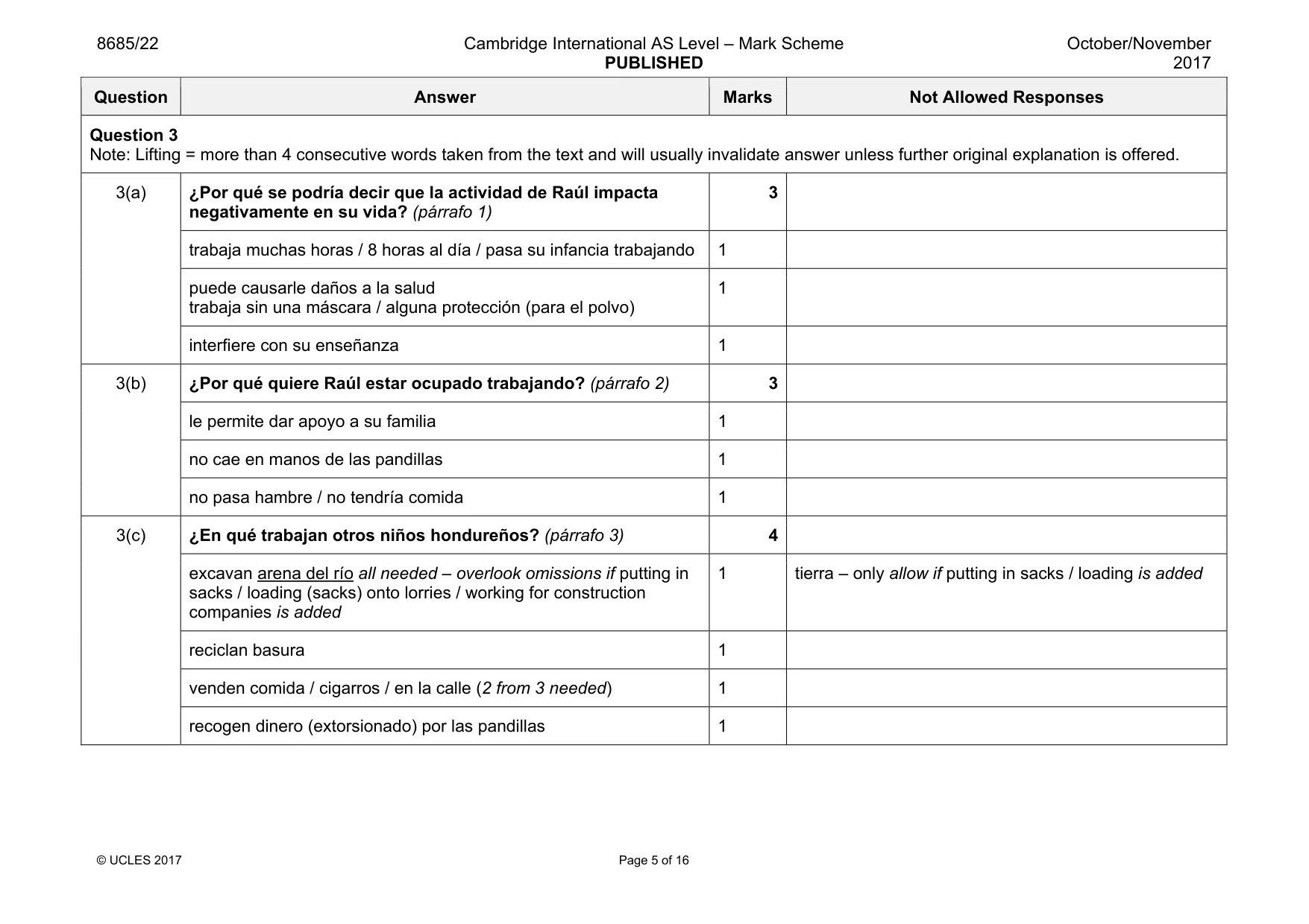Mark scheme, page 5 of 16