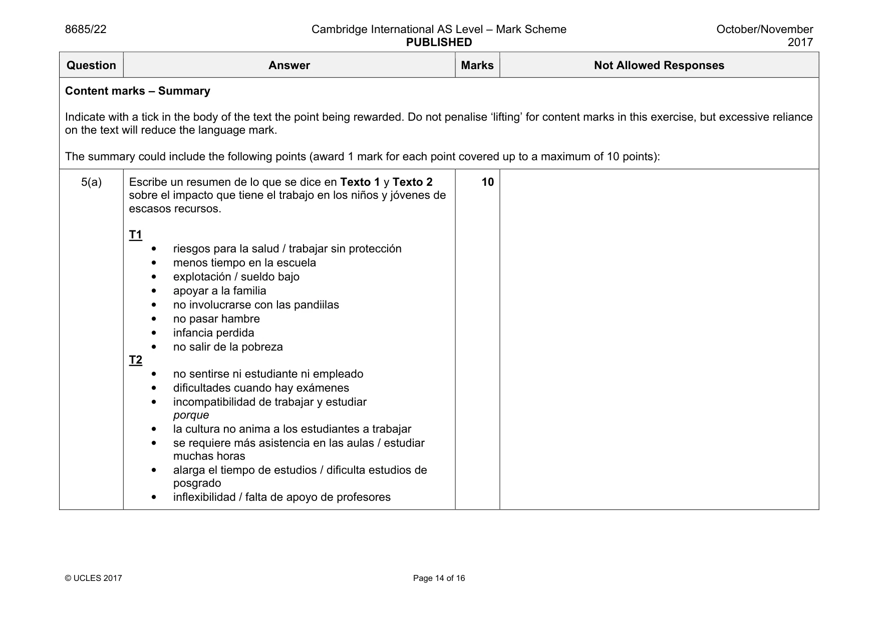 Mark scheme, page 14 of 16