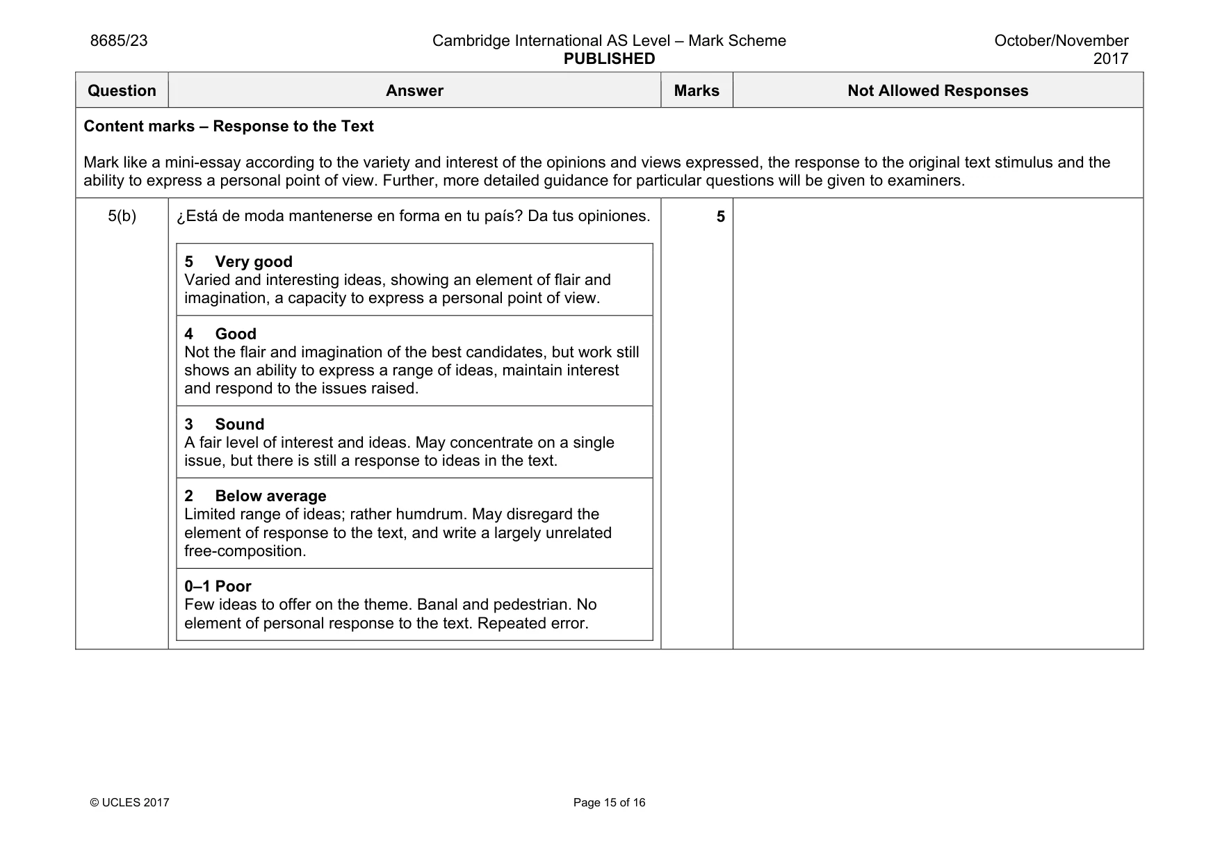 Mark scheme, page 15 of 16
