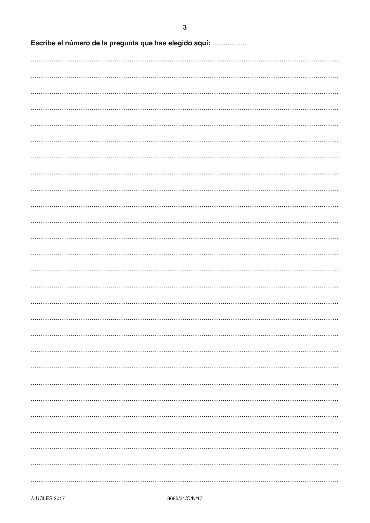 Cambridge A Level Spanish - Language (AS Level only) 8685 2017 Oct/Nov Paper 3 · Variant 1 question paper, page 3 of 8