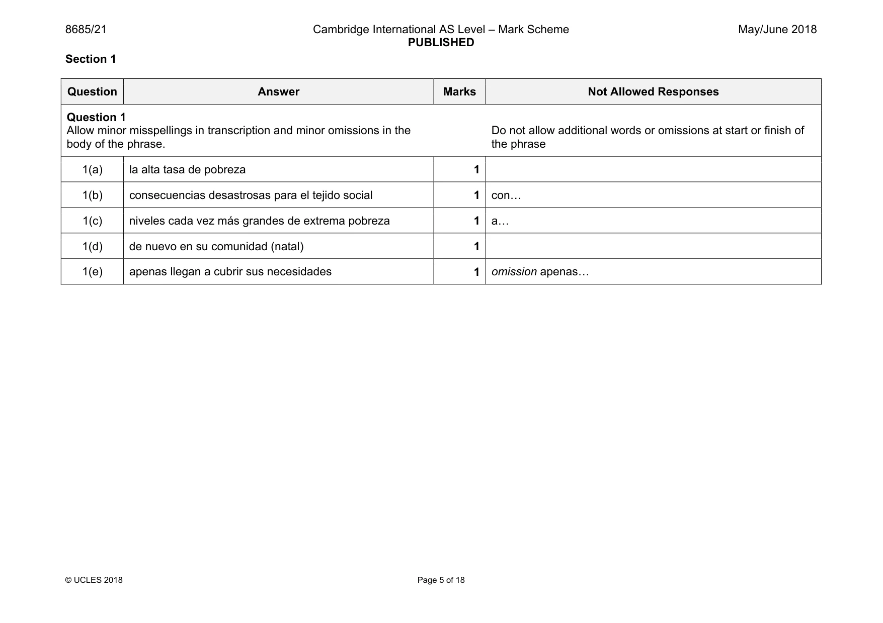 Mark scheme, page 5 of 18