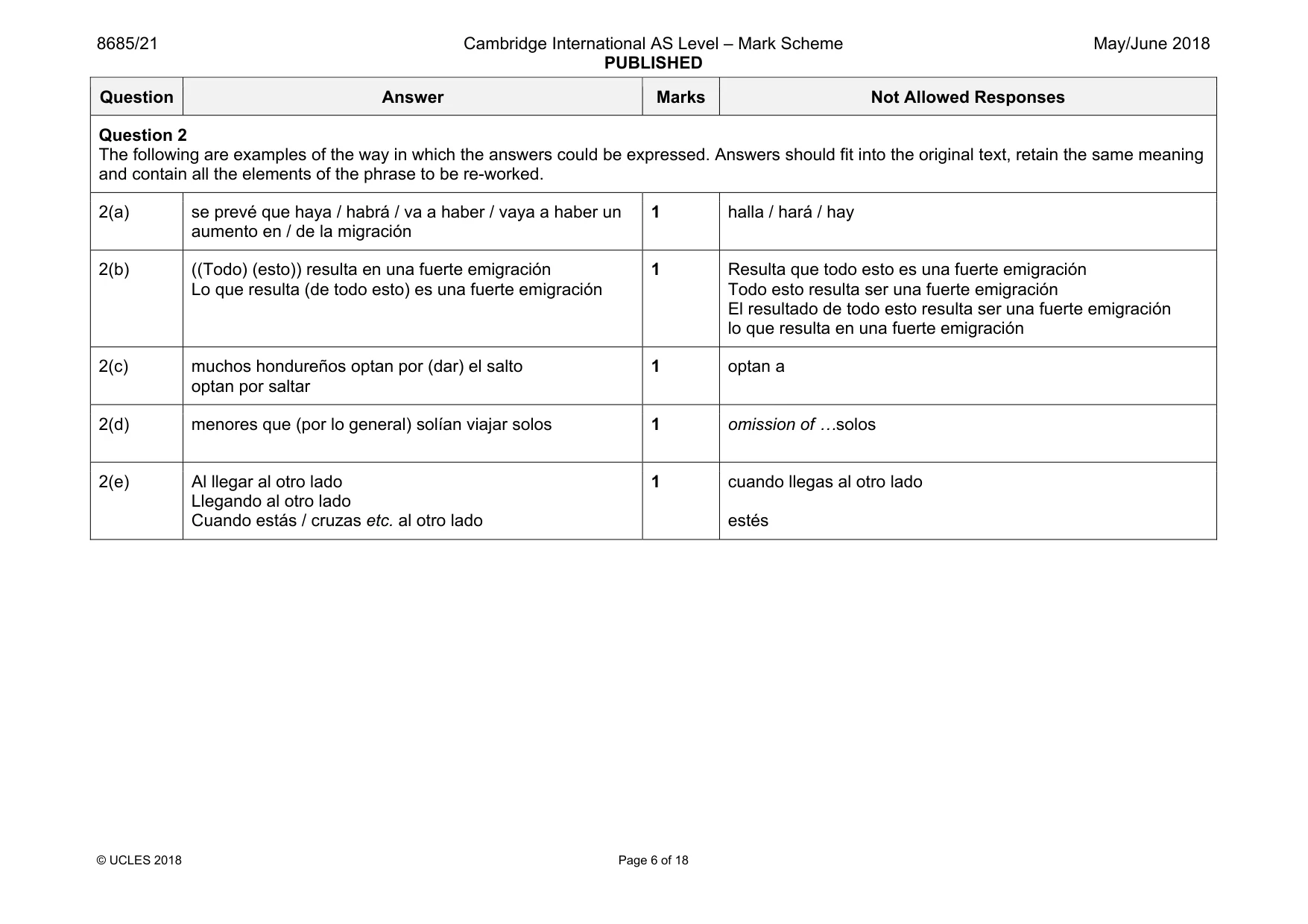 Mark scheme, page 6 of 18