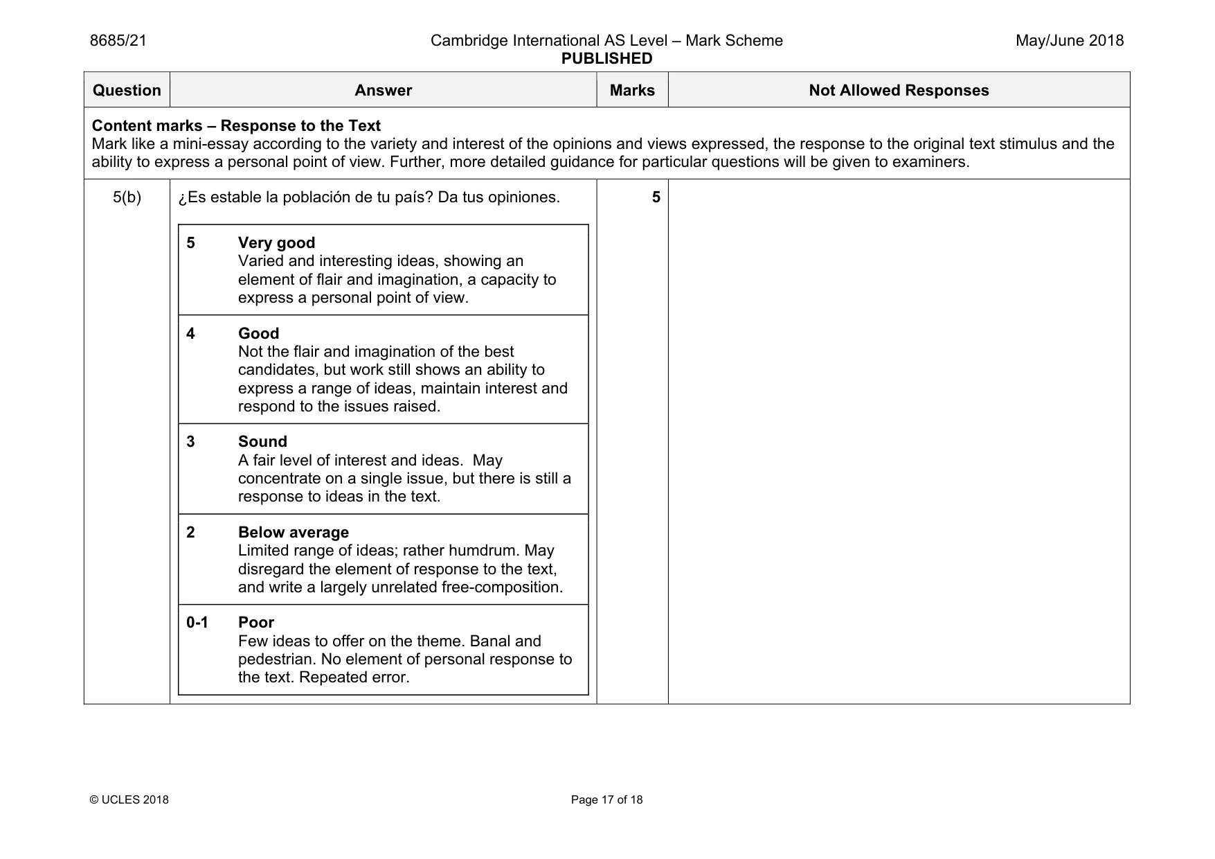 Mark scheme, page 17 of 18