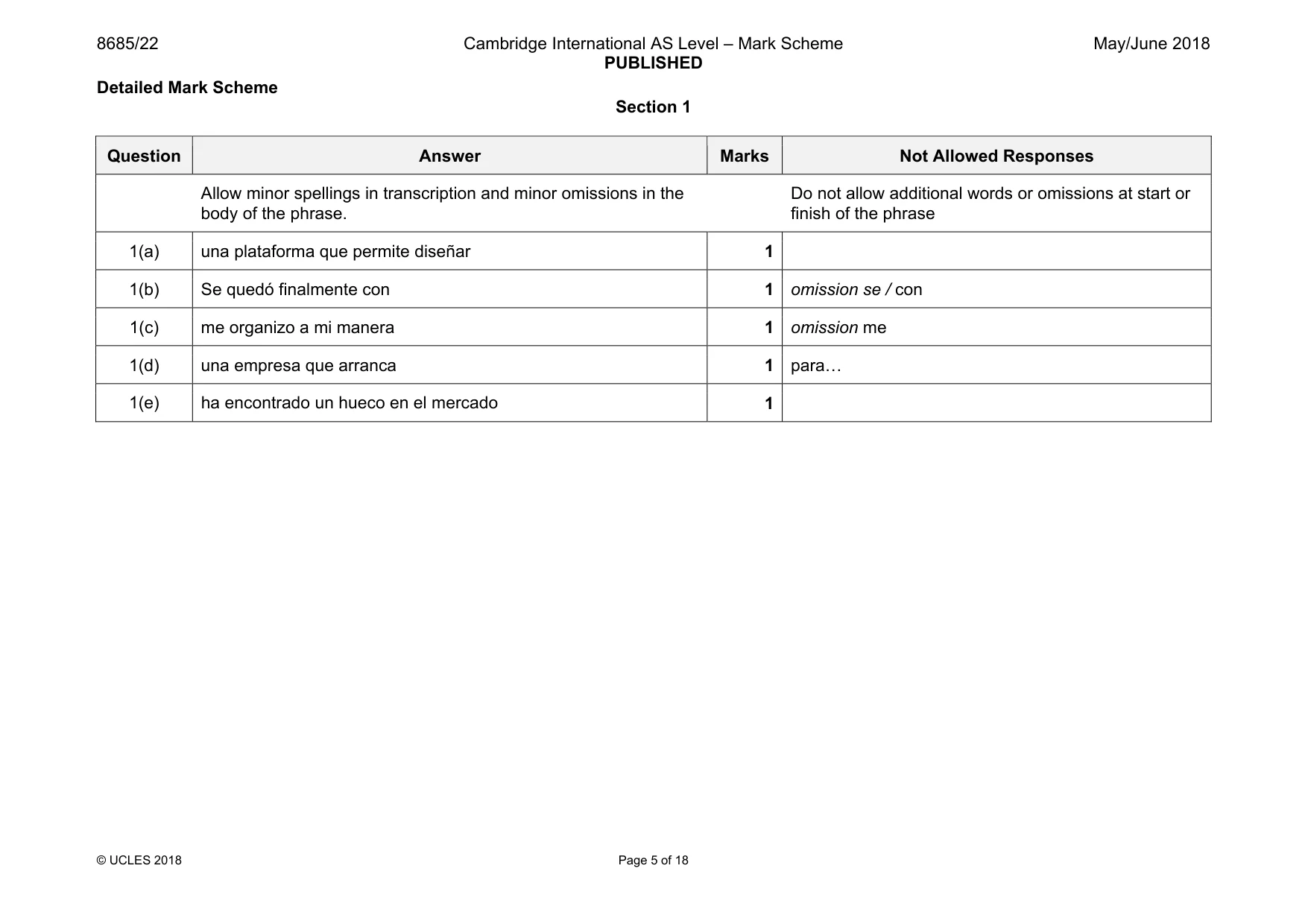 Mark scheme, page 5 of 18