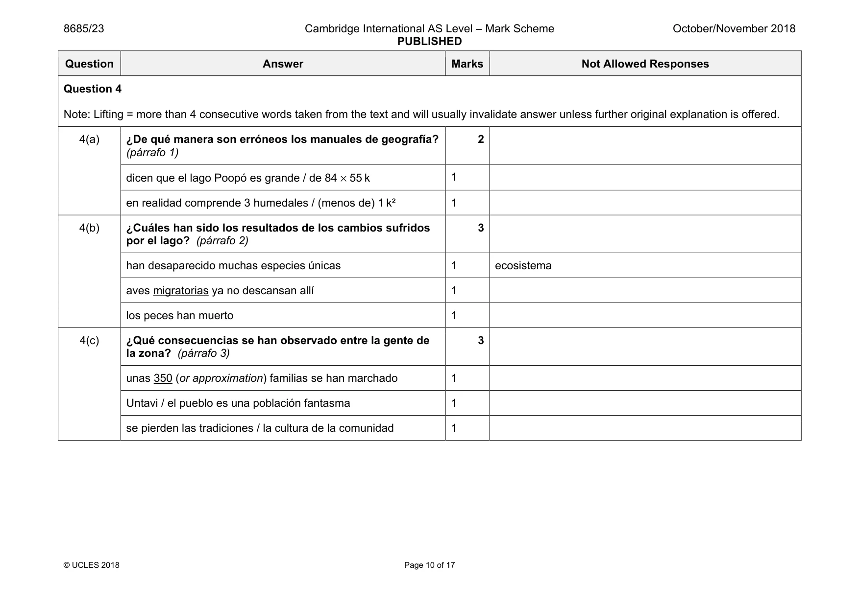 Mark scheme, page 10 of 17