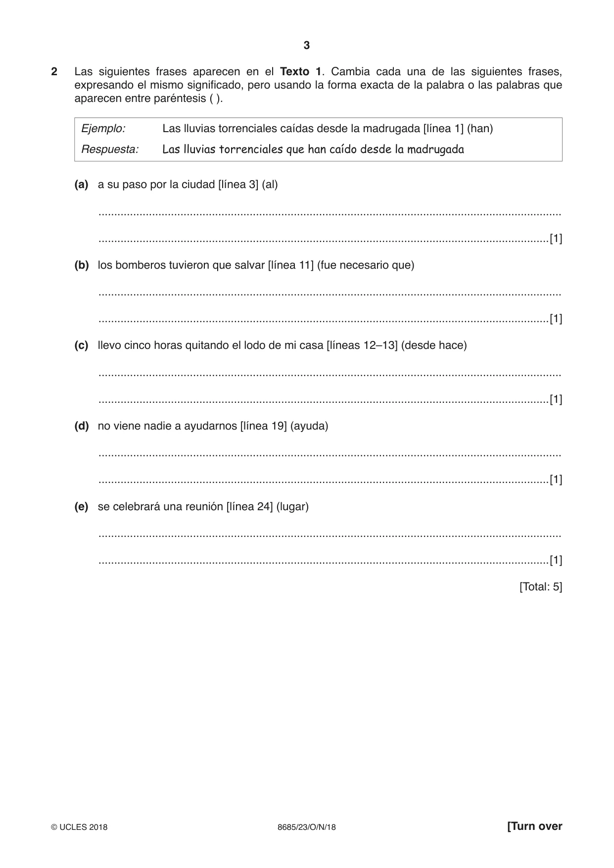 Cambridge A Level Spanish - Language (AS Level only) 8685 2018 Oct/Nov Paper 2 · Variant 3 question paper, page 3 of 8