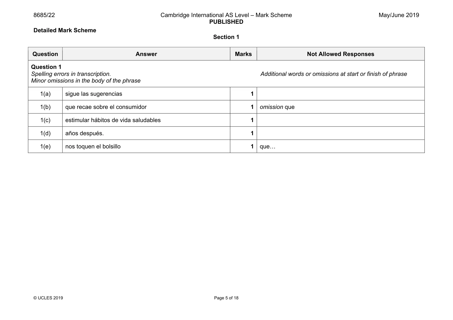 Mark scheme, page 5 of 18