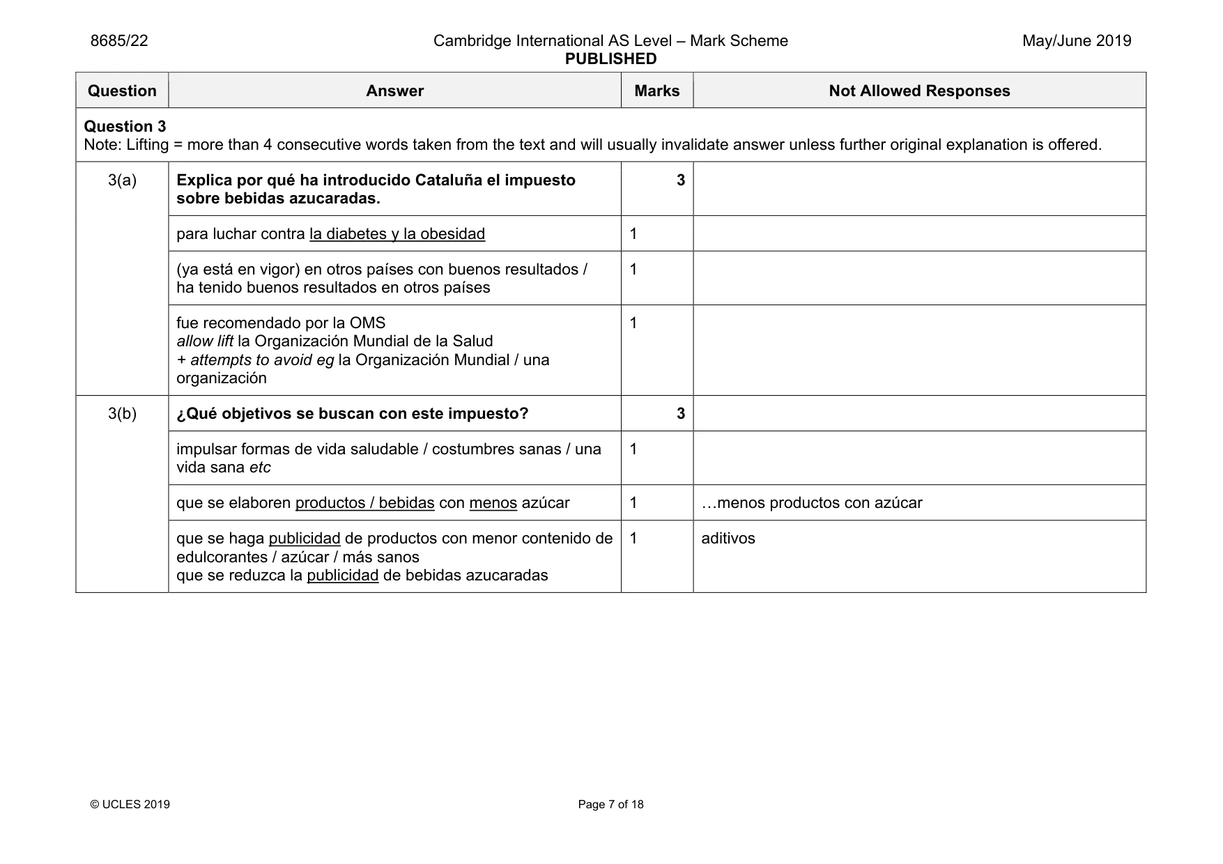 Mark scheme, page 7 of 18