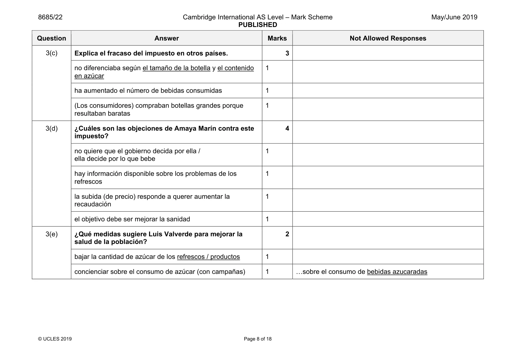 Mark scheme, page 8 of 18