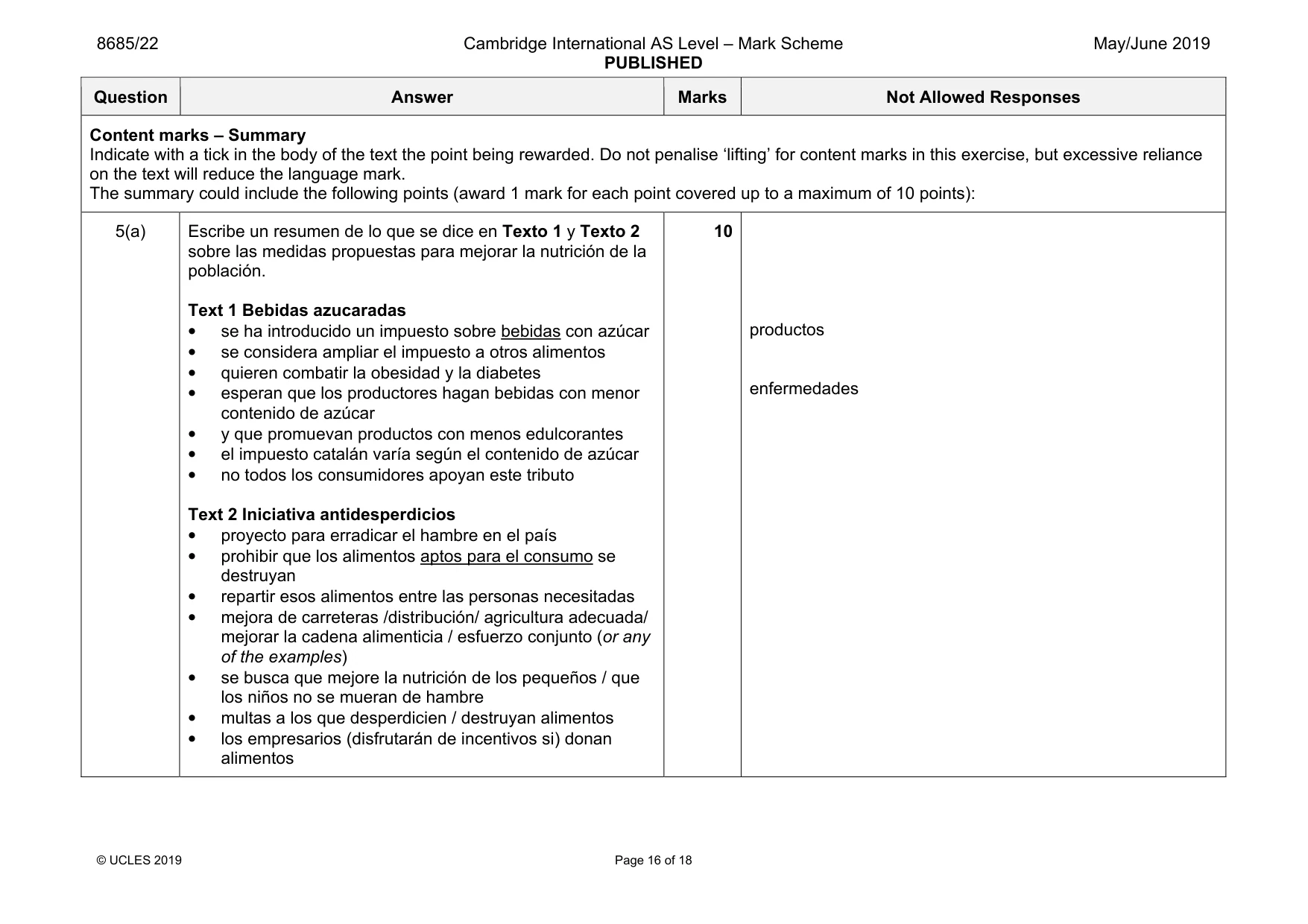Mark scheme, page 16 of 18