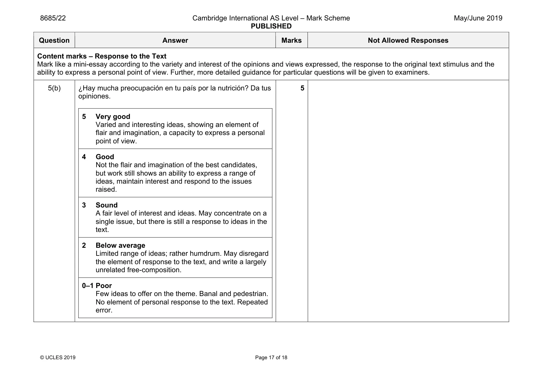 Mark scheme, page 17 of 18