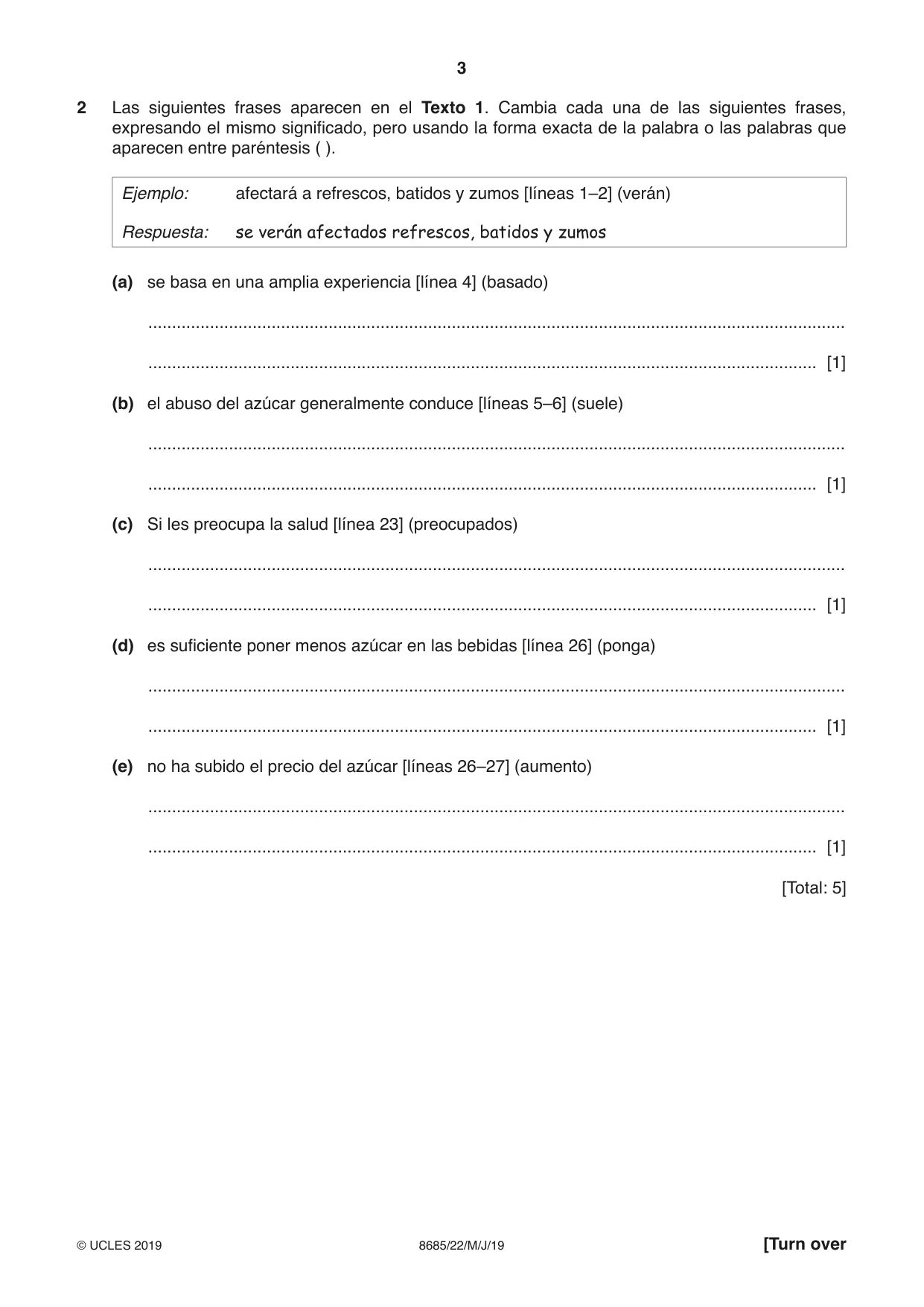 Cambridge A Level Spanish - Language (AS Level only) 8685 2019 May/June Paper 2 · Variant 2 question paper, page 3 of 8
