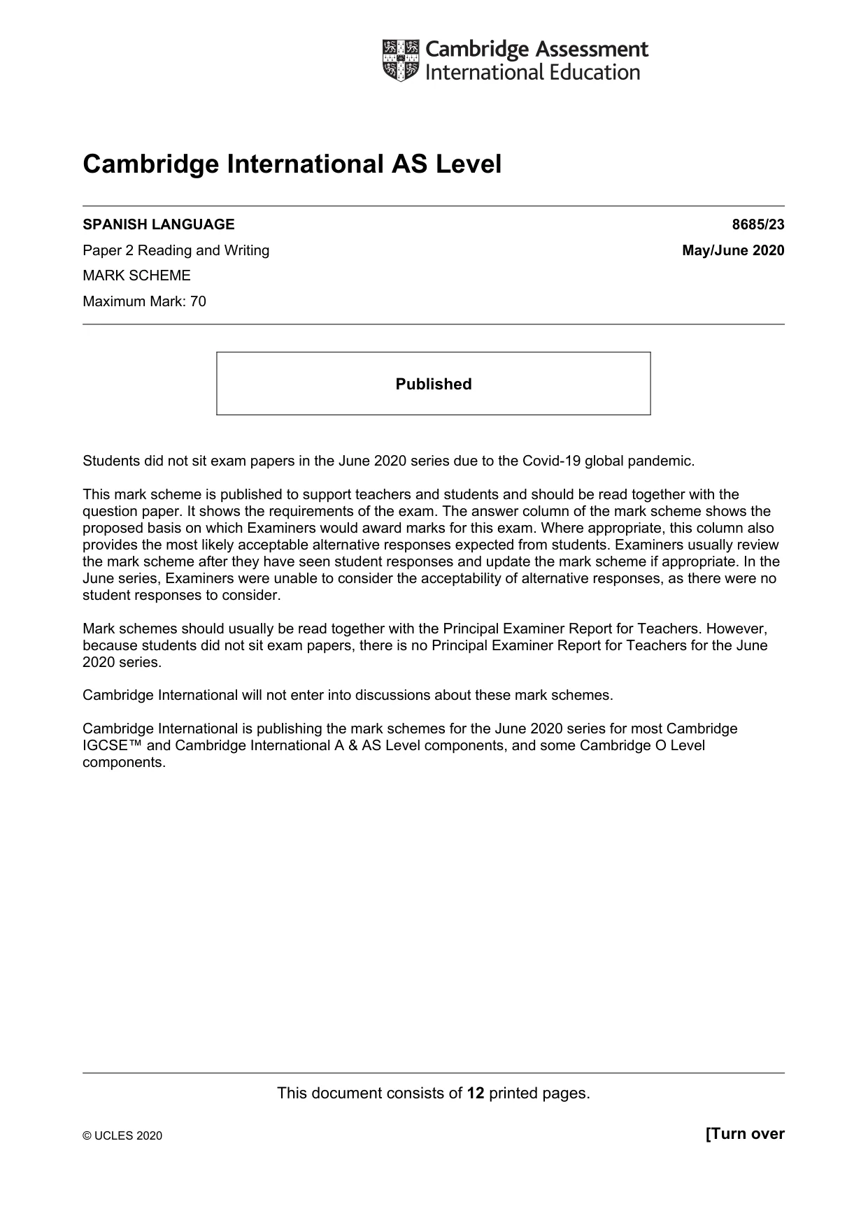 Mark scheme, page 1 of 12