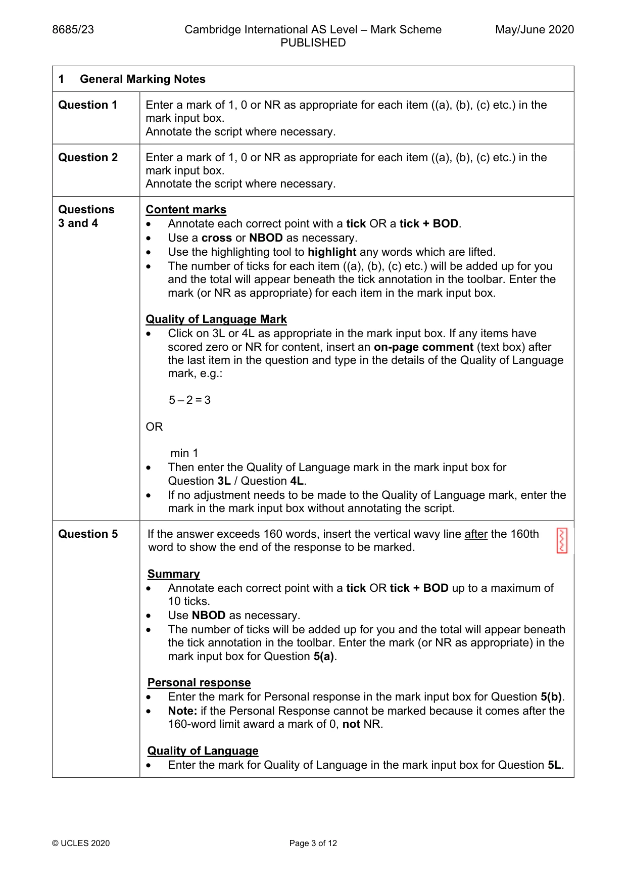 Mark scheme, page 3 of 12