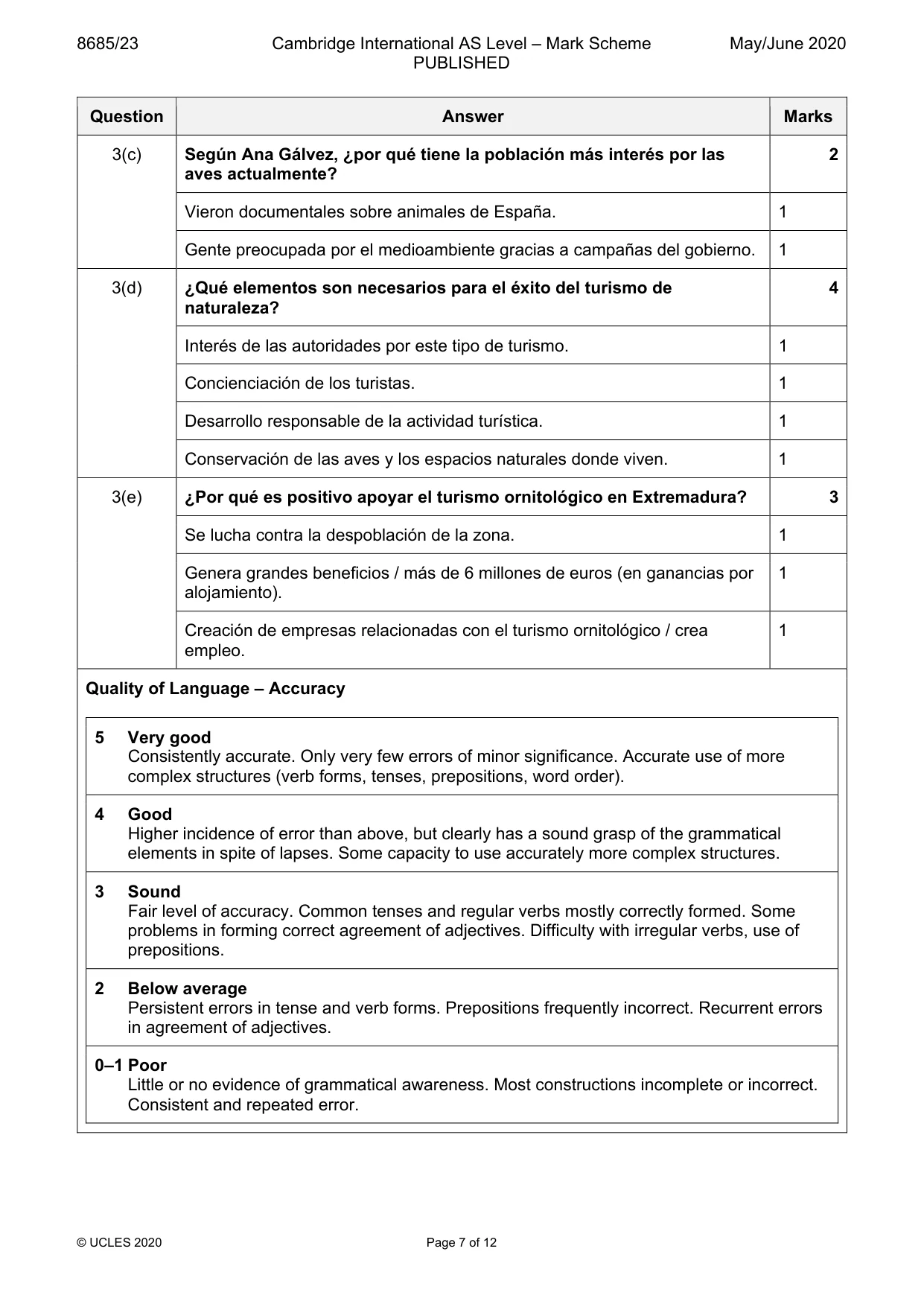 Mark scheme, page 7 of 12