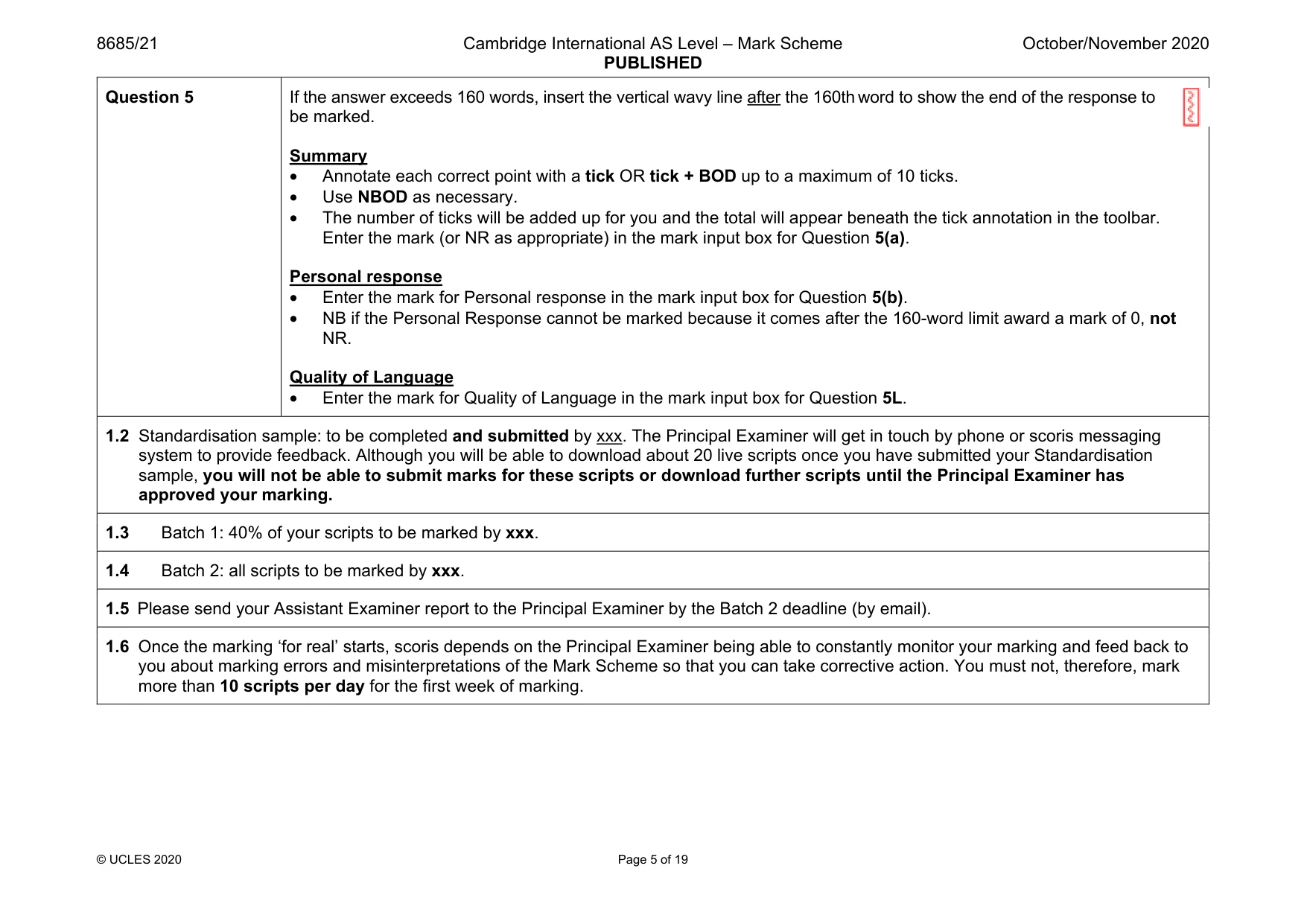 Mark scheme, page 5 of 19