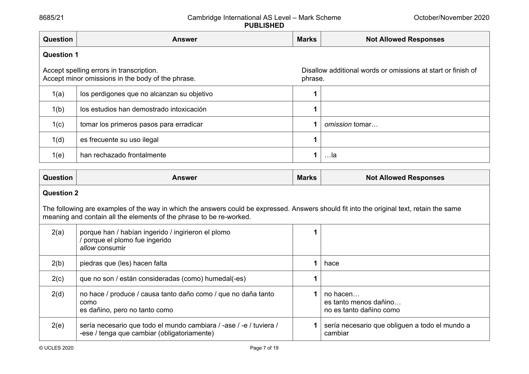 Mark scheme, page 7 of 19