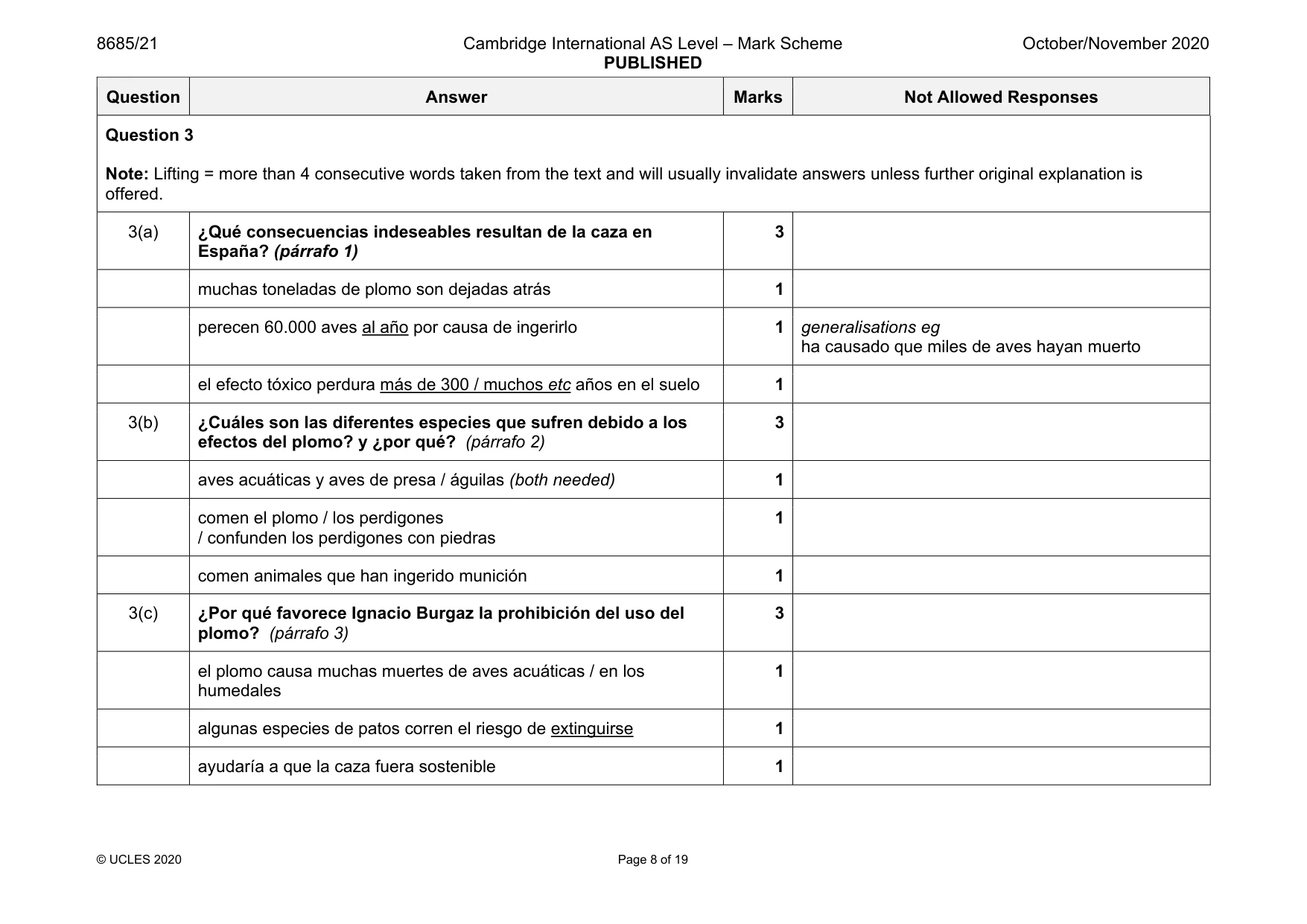 Mark scheme, page 8 of 19