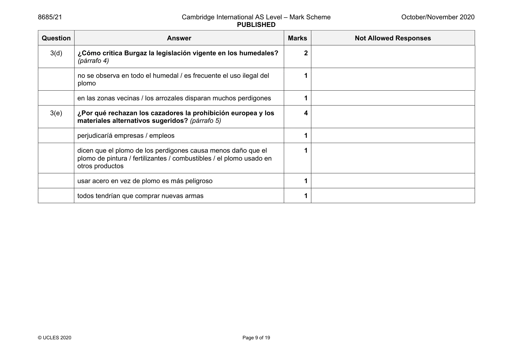Mark scheme, page 9 of 19