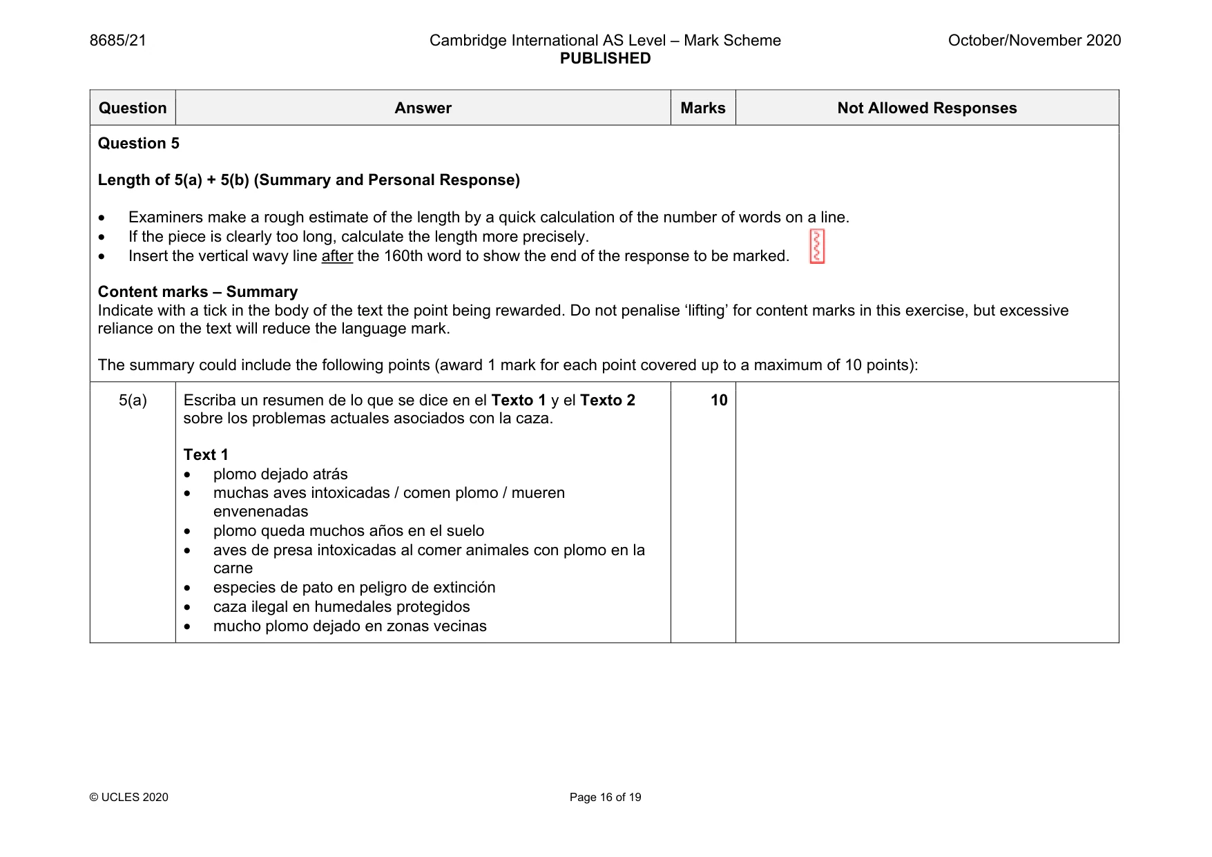 Mark scheme, page 16 of 19