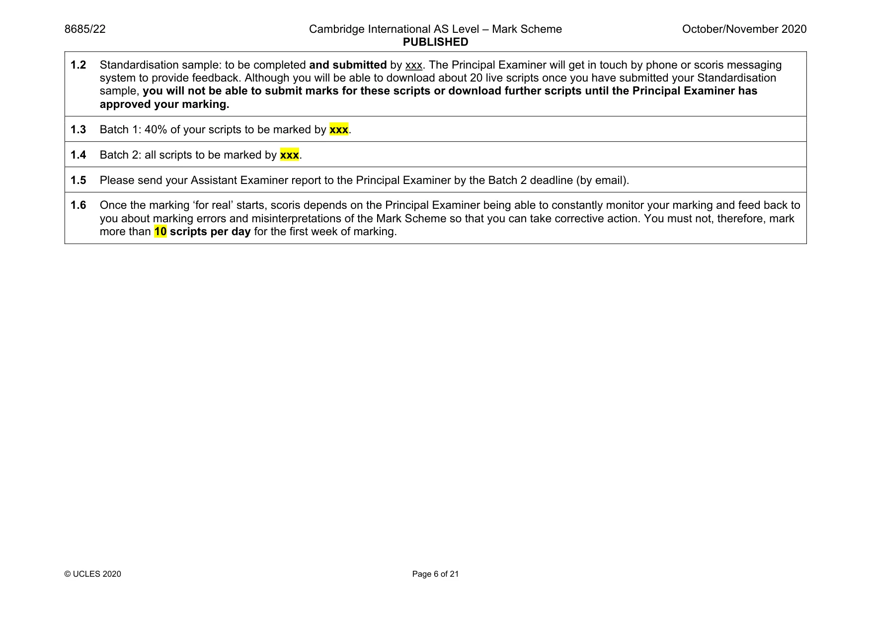 Mark scheme, page 6 of 21