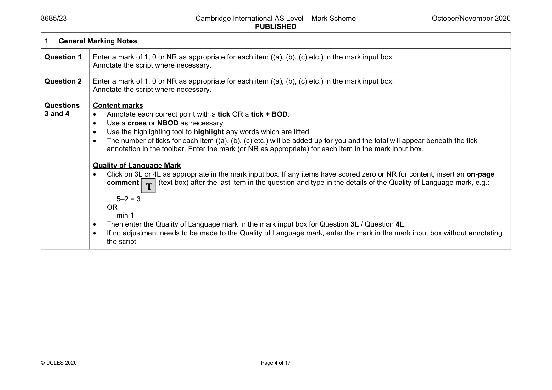Mark scheme, page 4 of 17