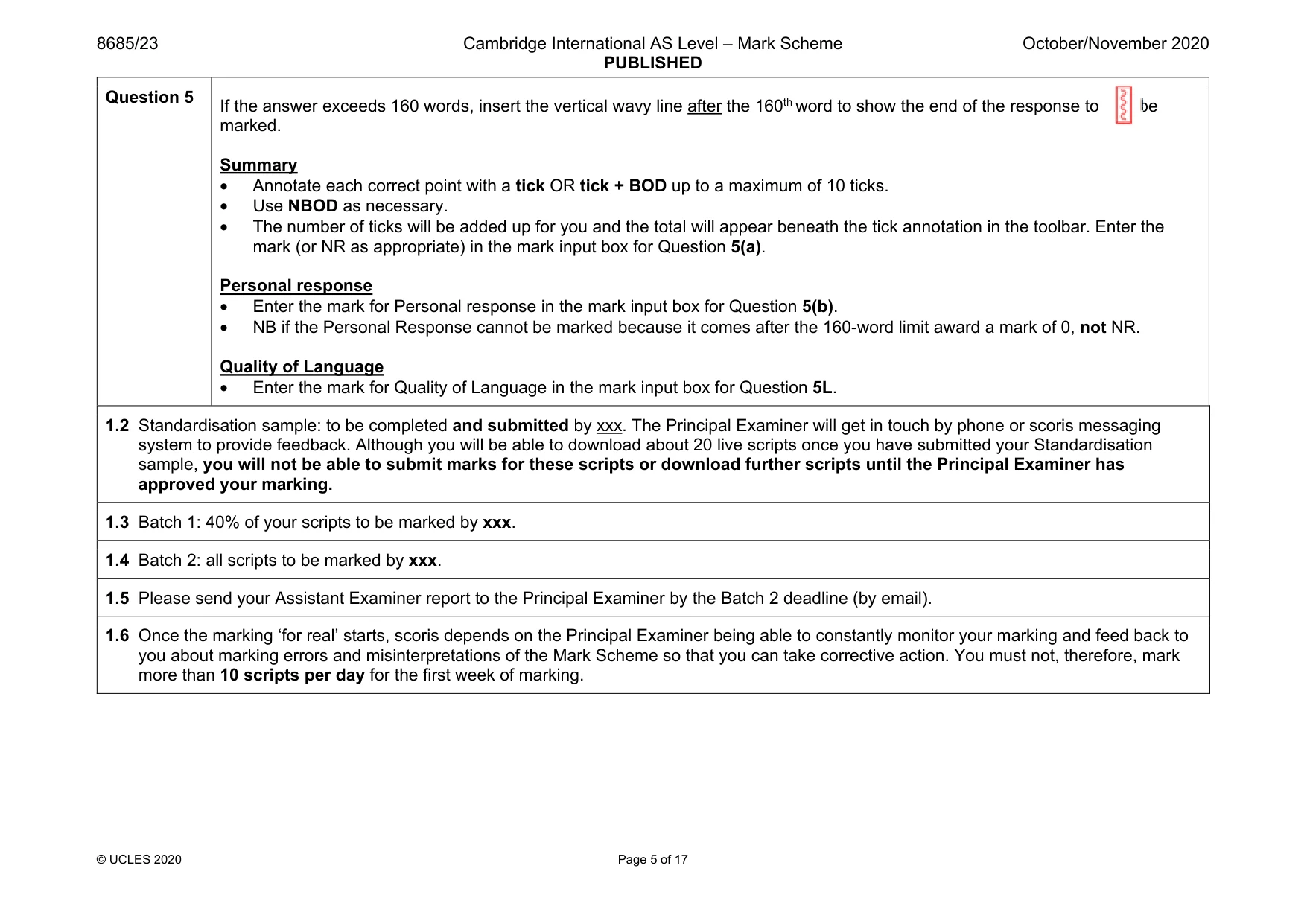 Mark scheme, page 5 of 17