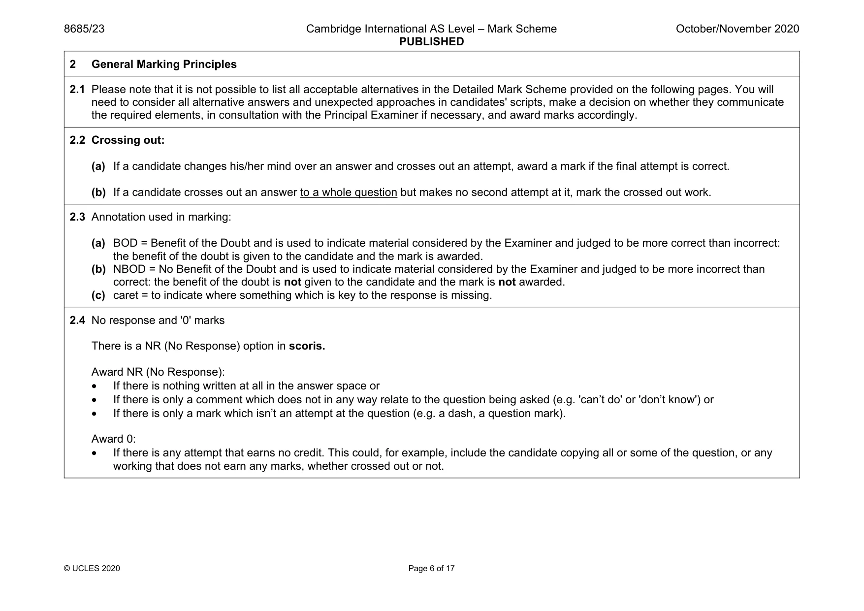 Mark scheme, page 6 of 17