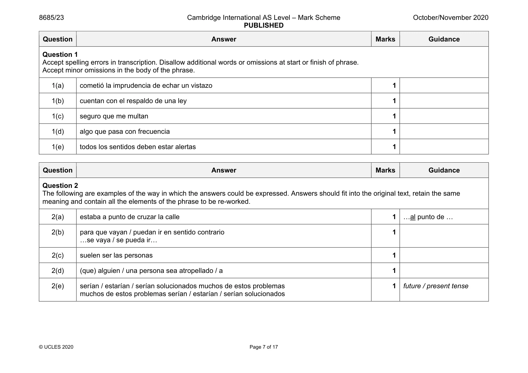 Mark scheme, page 7 of 17