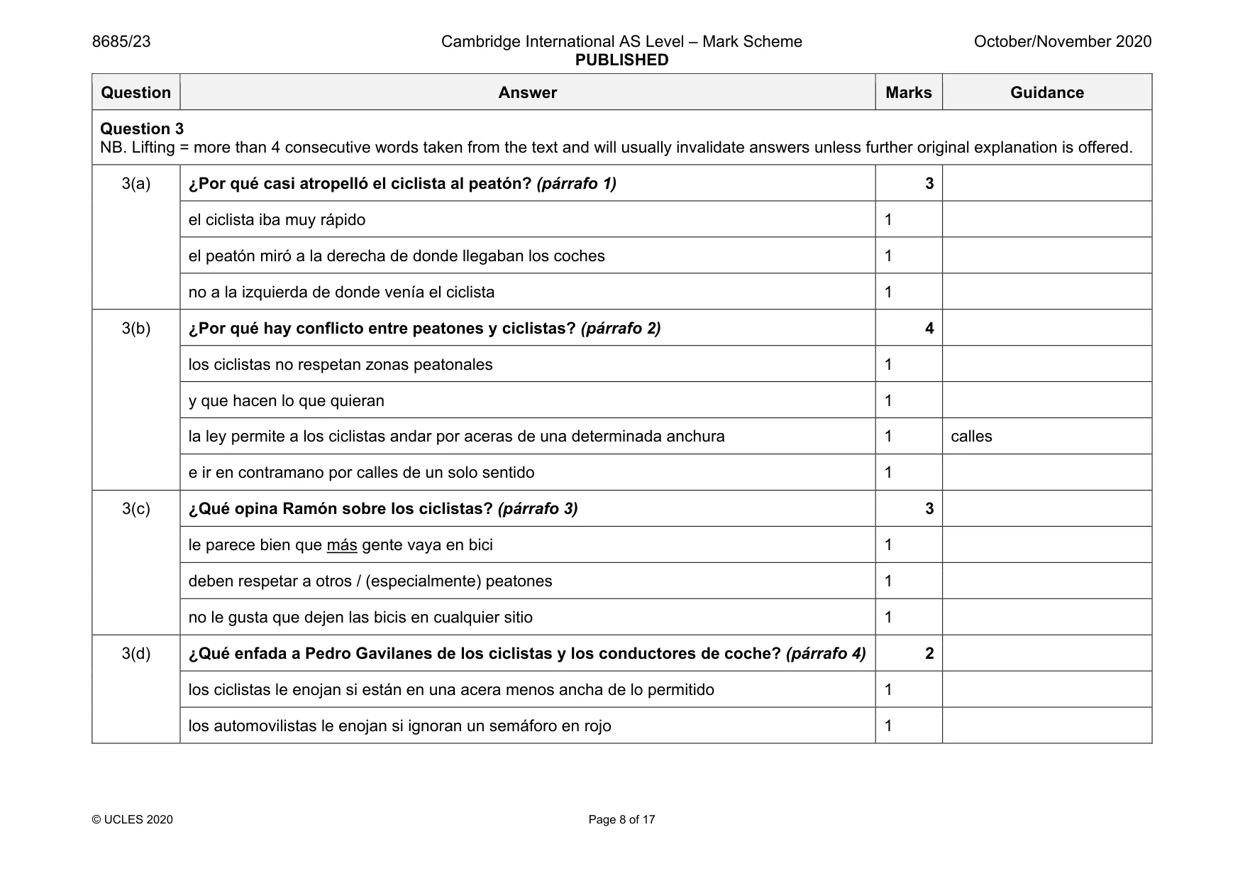 Mark scheme, page 8 of 17