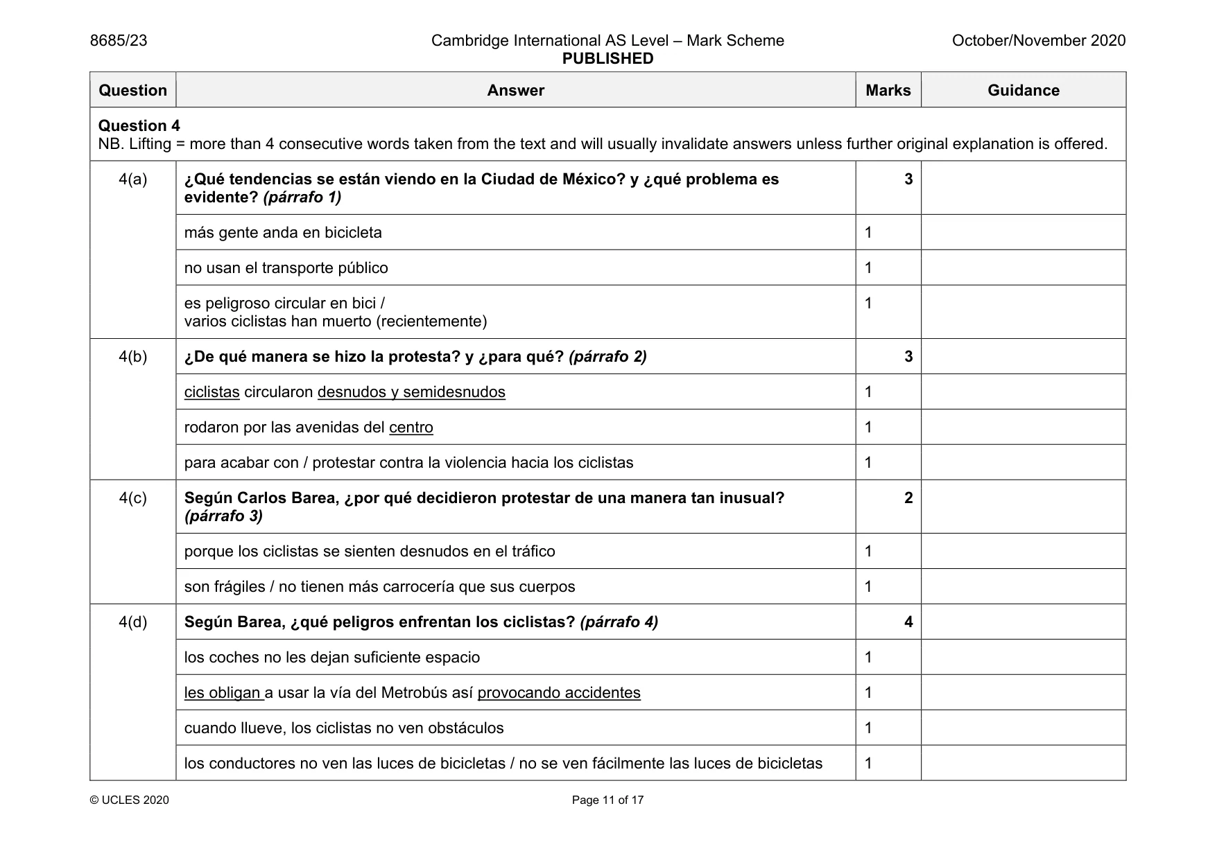 Mark scheme, page 11 of 17