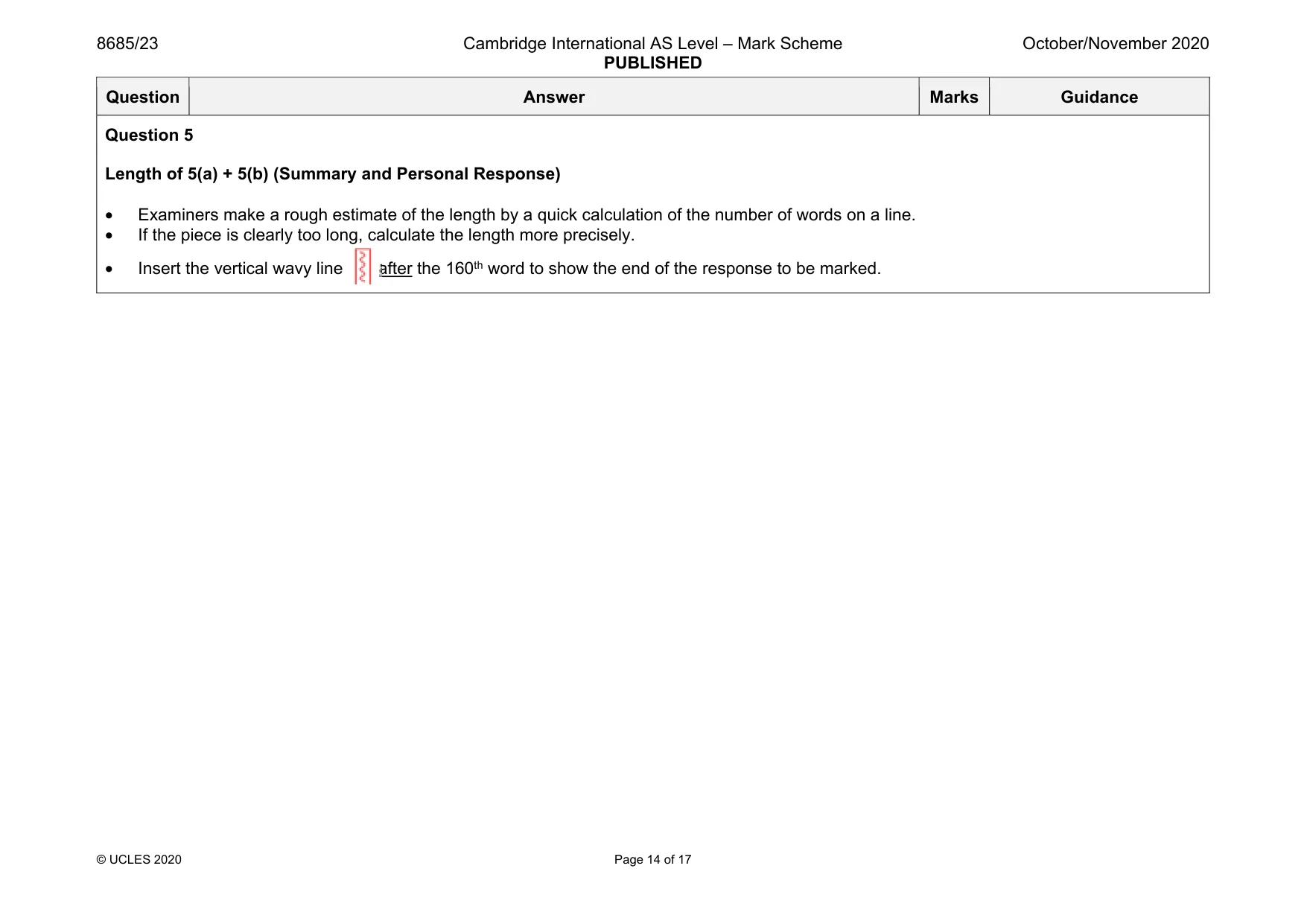 Mark scheme, page 14 of 17