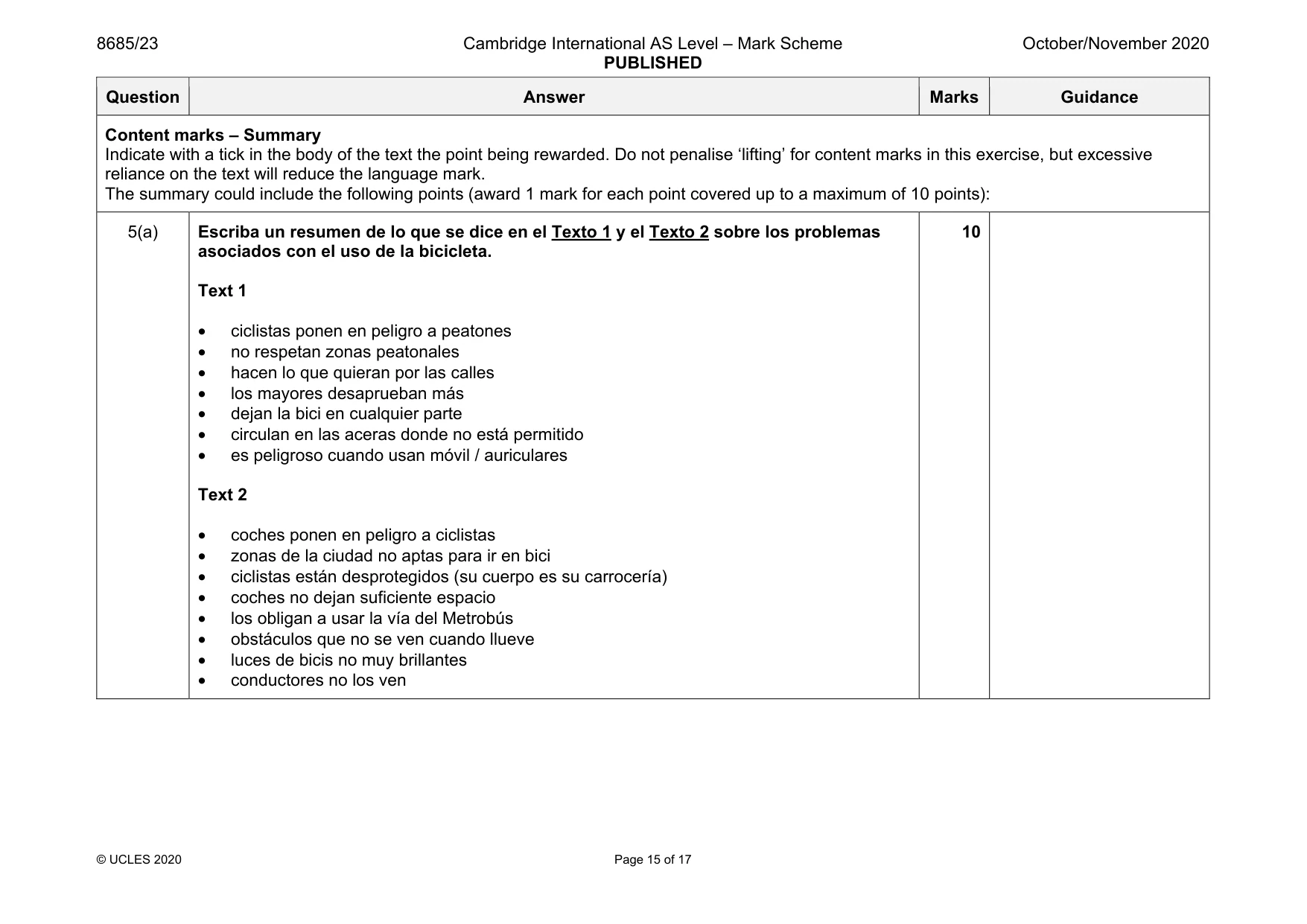 Mark scheme, page 15 of 17
