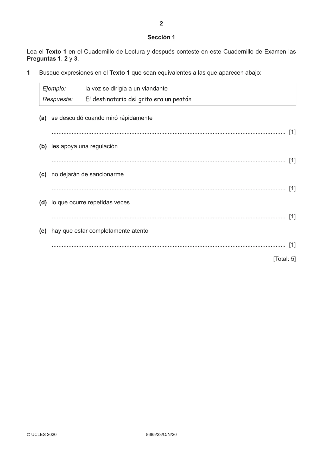 Cambridge A Level Spanish - Language (AS Level only) 8685 2020 Oct/Nov Paper 2 · Variant 3 question paper, page 2 of 8