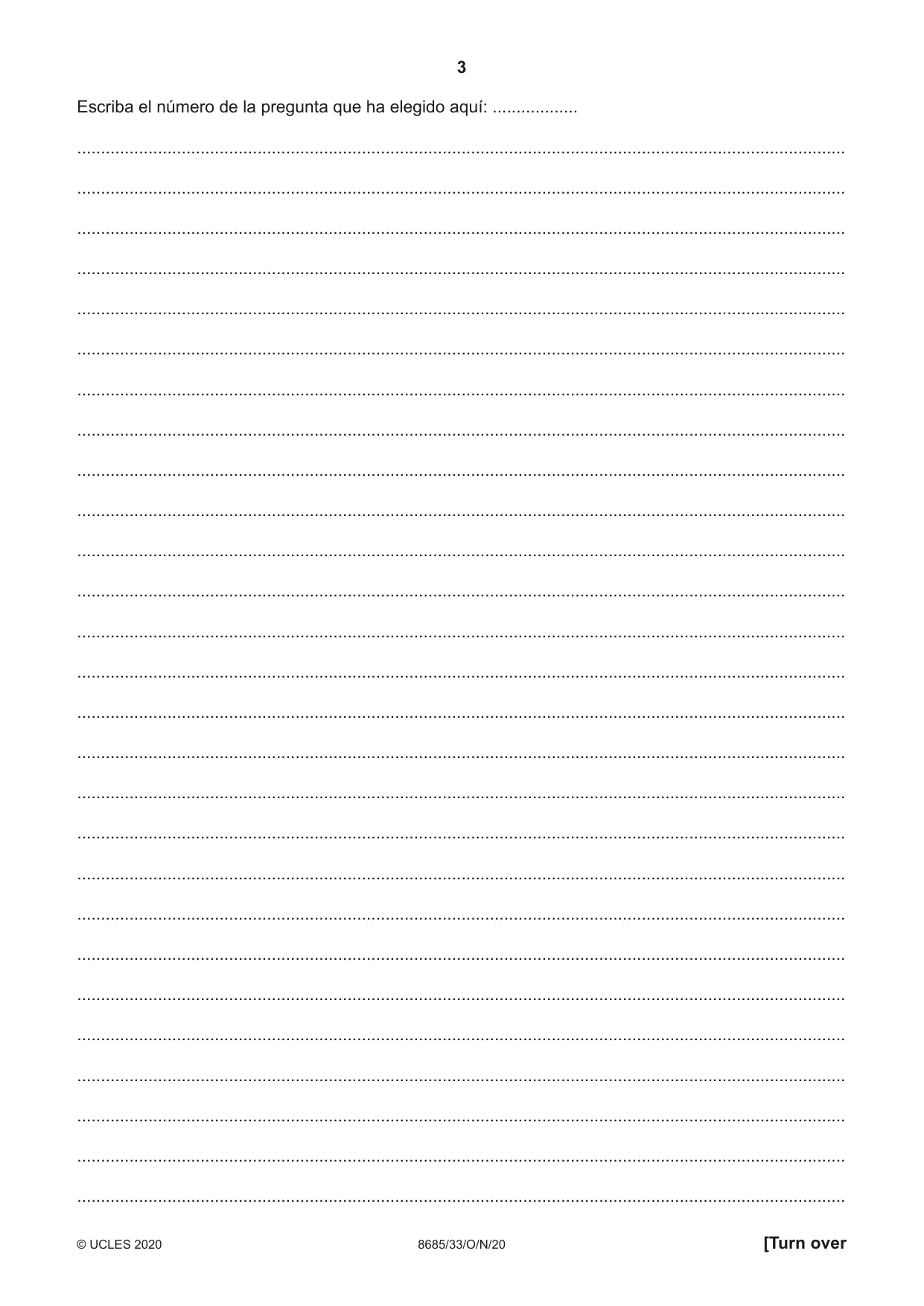 Cambridge A Level Spanish - Language (AS Level only) 8685 2020 Oct/Nov Paper 3 · Variant 3 question paper, page 3 of 8