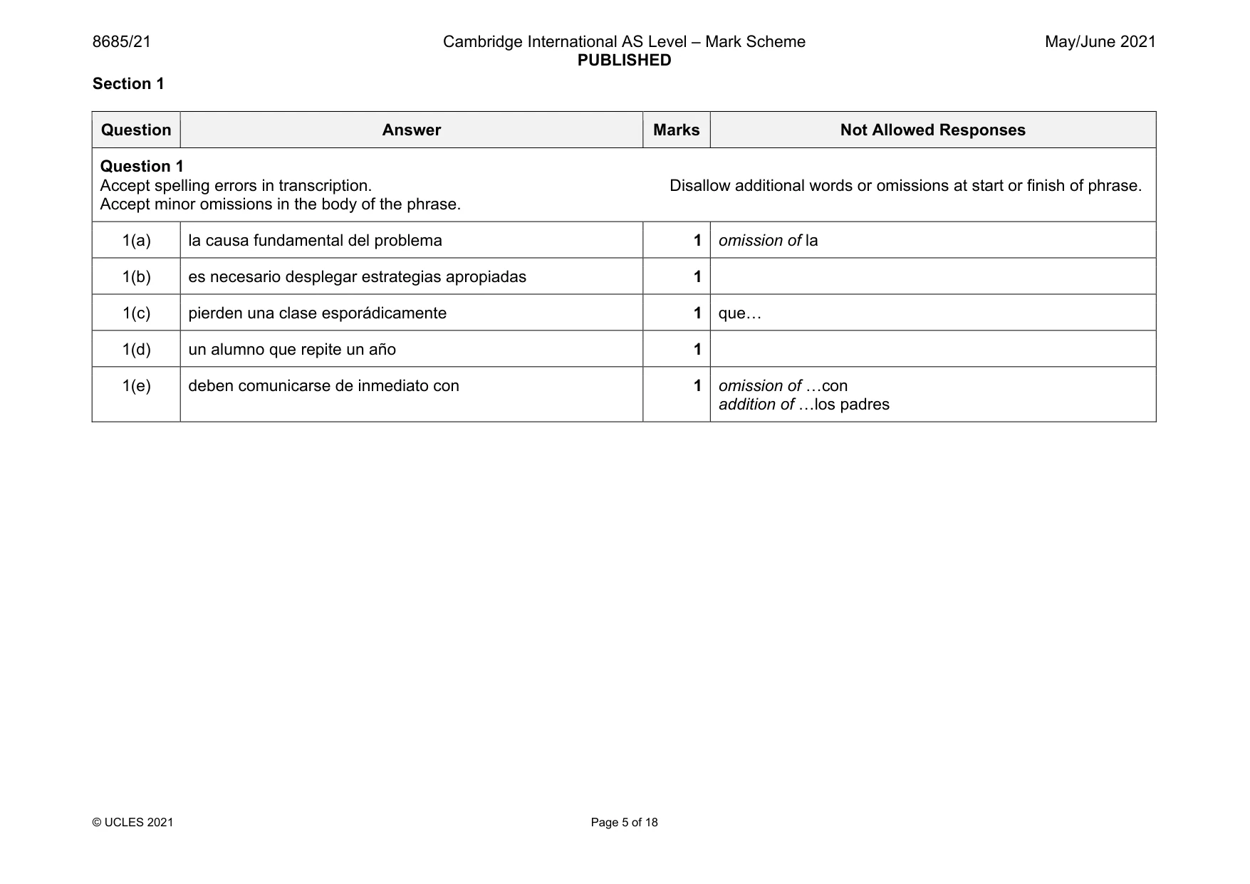 Mark scheme, page 5 of 18