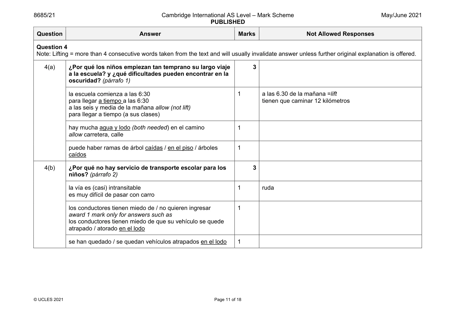 Mark scheme, page 11 of 18