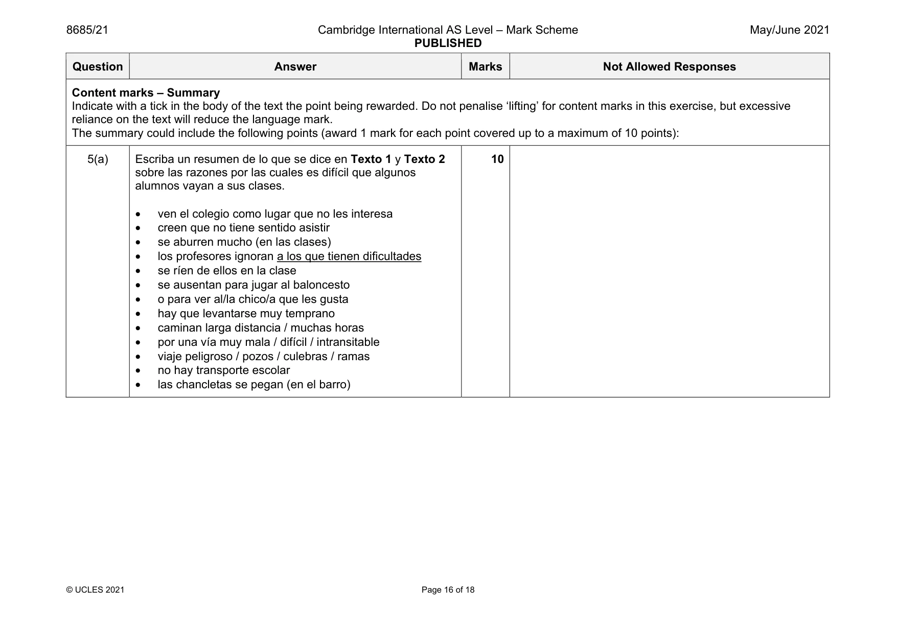 Mark scheme, page 16 of 18