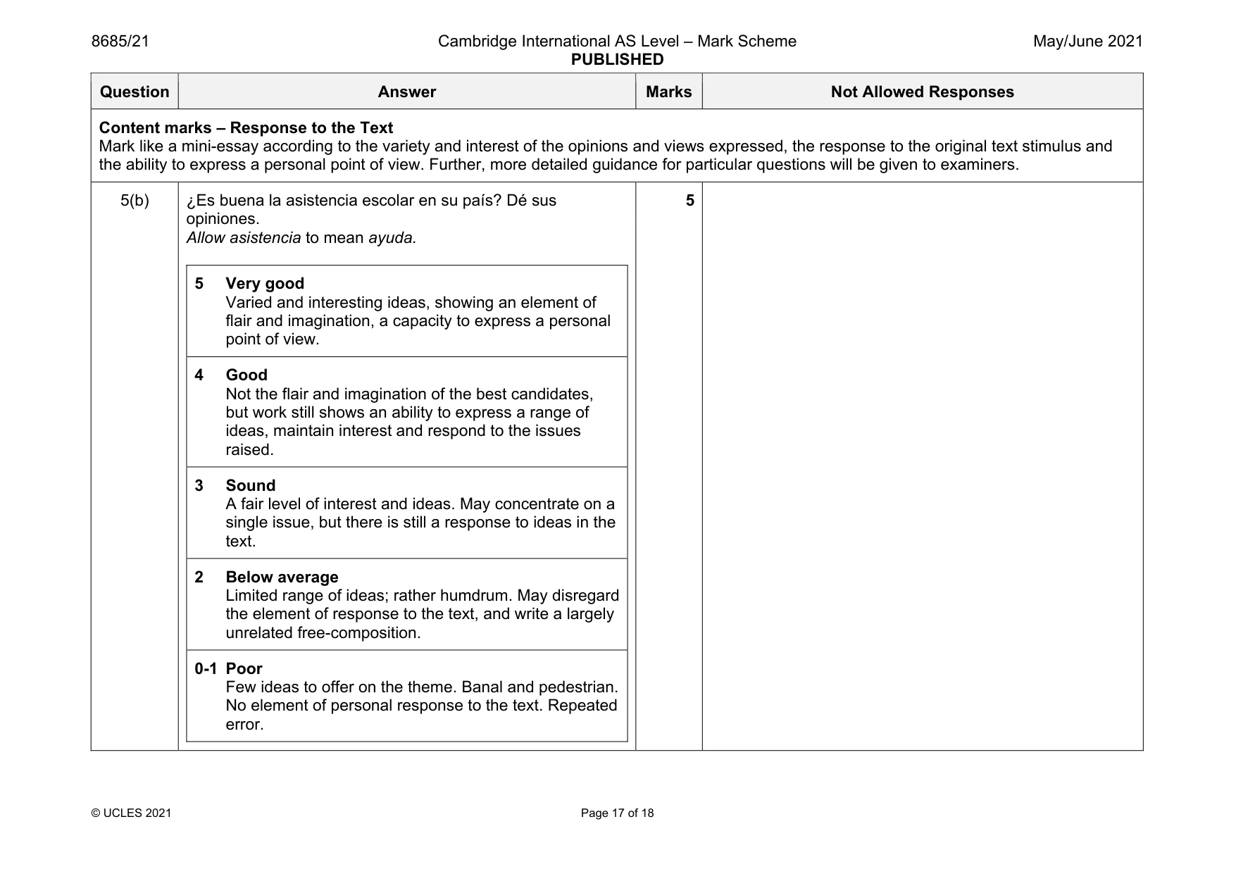 Mark scheme, page 17 of 18