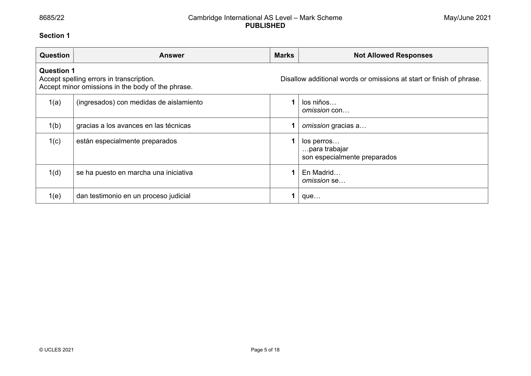 Mark scheme, page 5 of 18