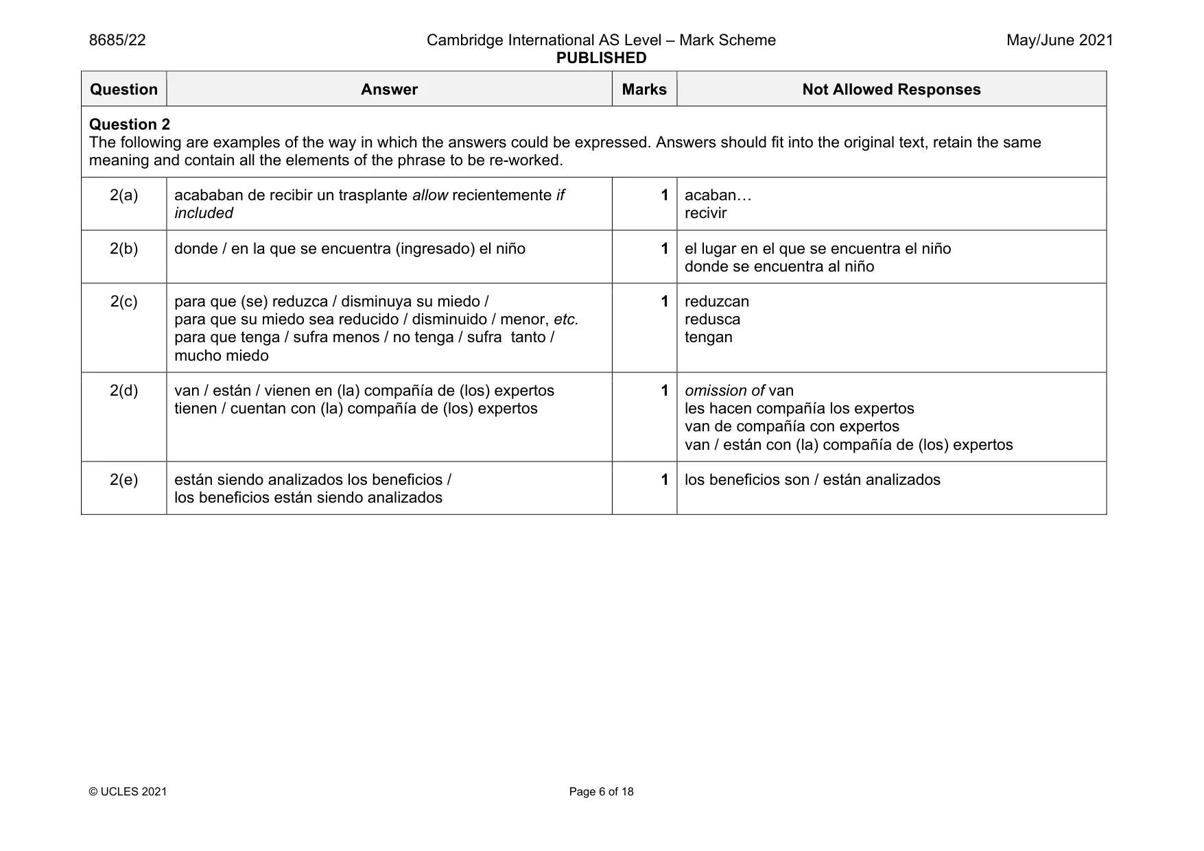 Mark scheme, page 6 of 18