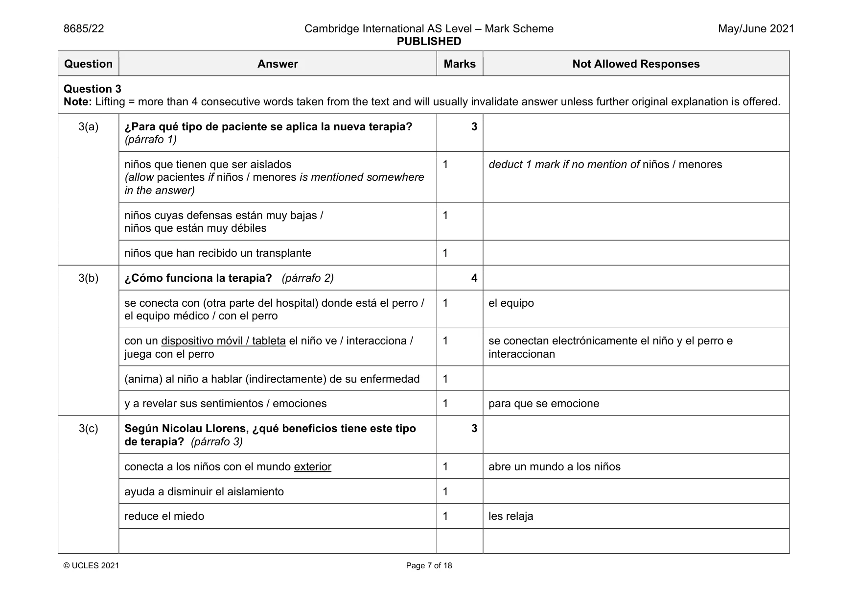 Mark scheme, page 7 of 18