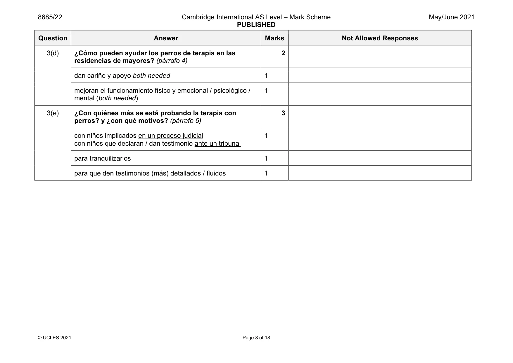 Mark scheme, page 8 of 18