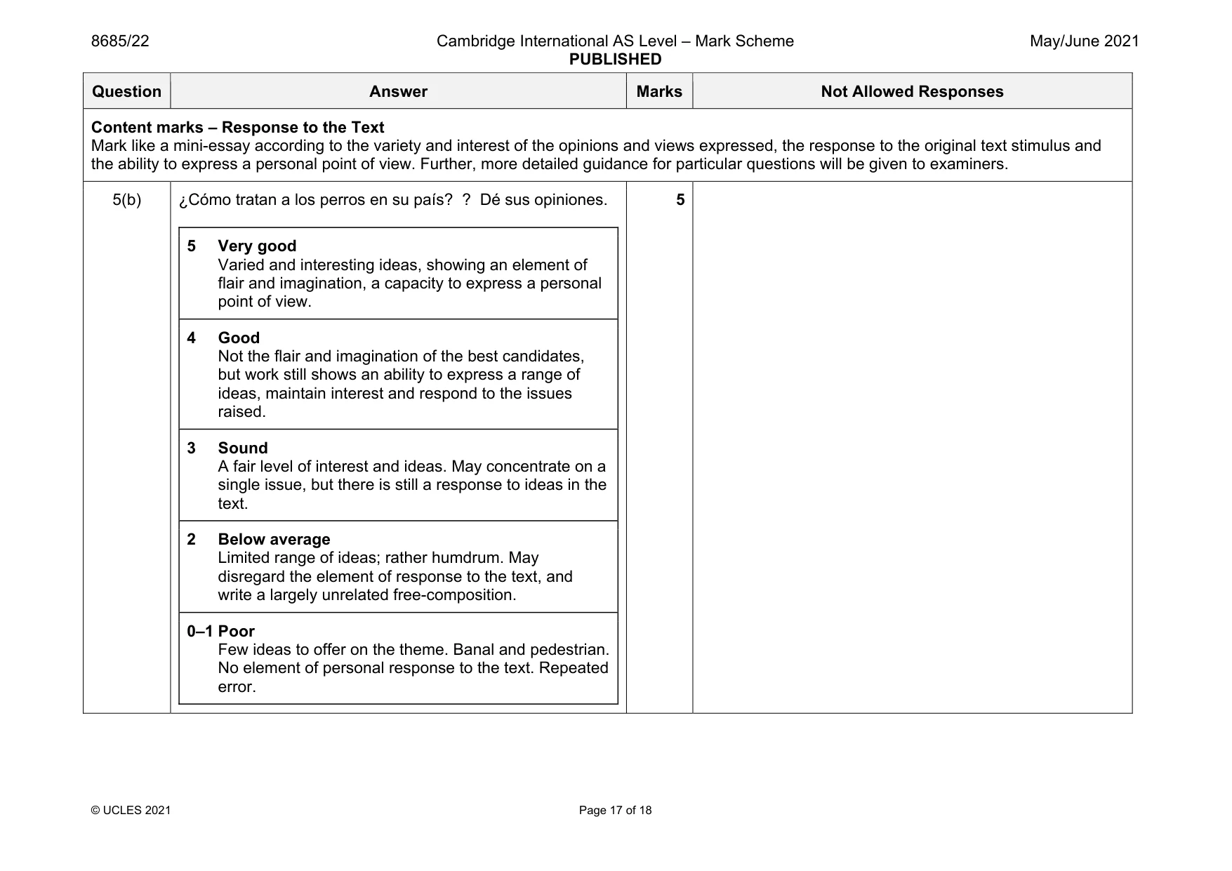 Mark scheme, page 17 of 18