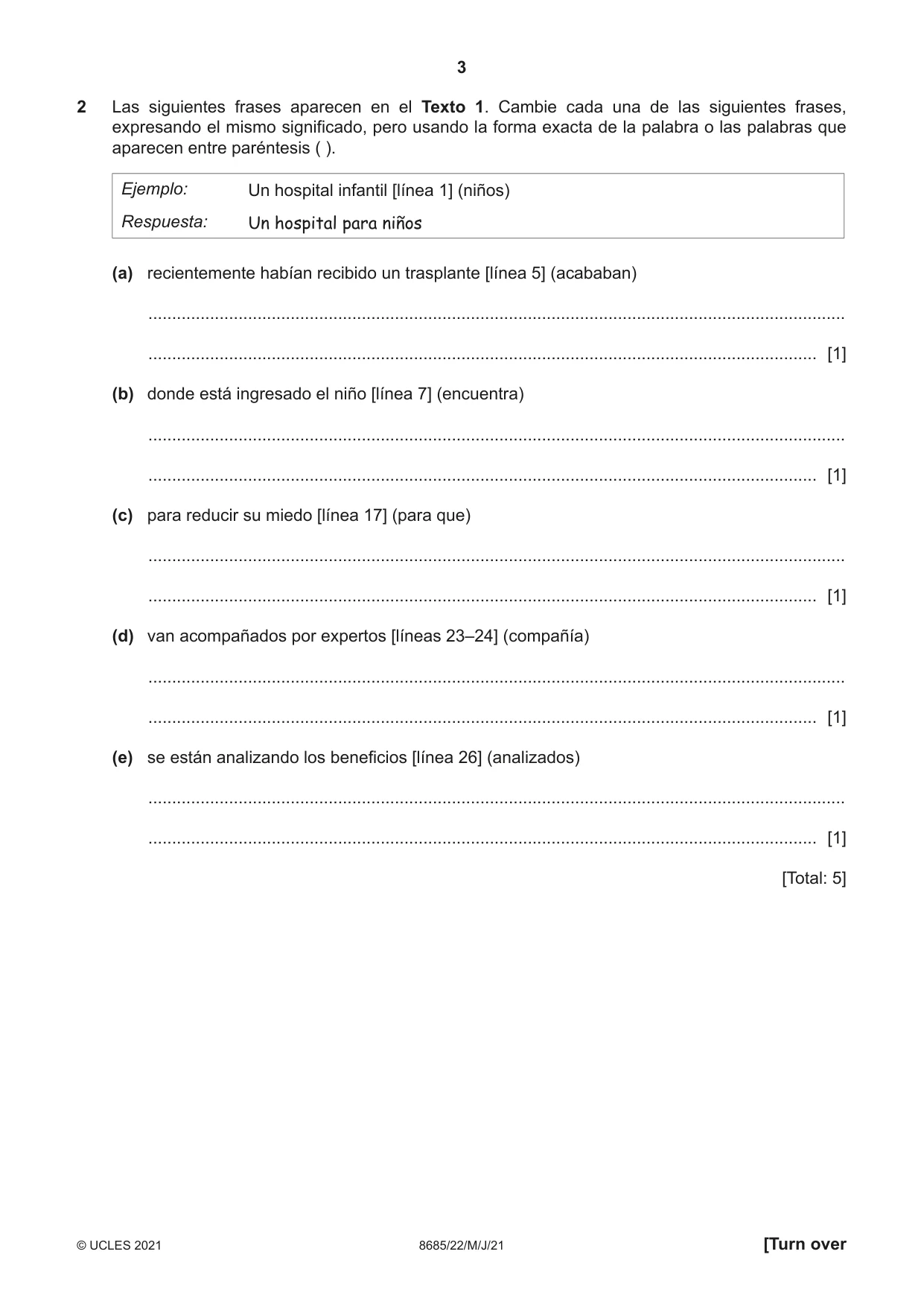 Cambridge A Level Spanish - Language (AS Level only) 8685 2021 May/June Paper 2 · Variant 2 question paper, page 3 of 8