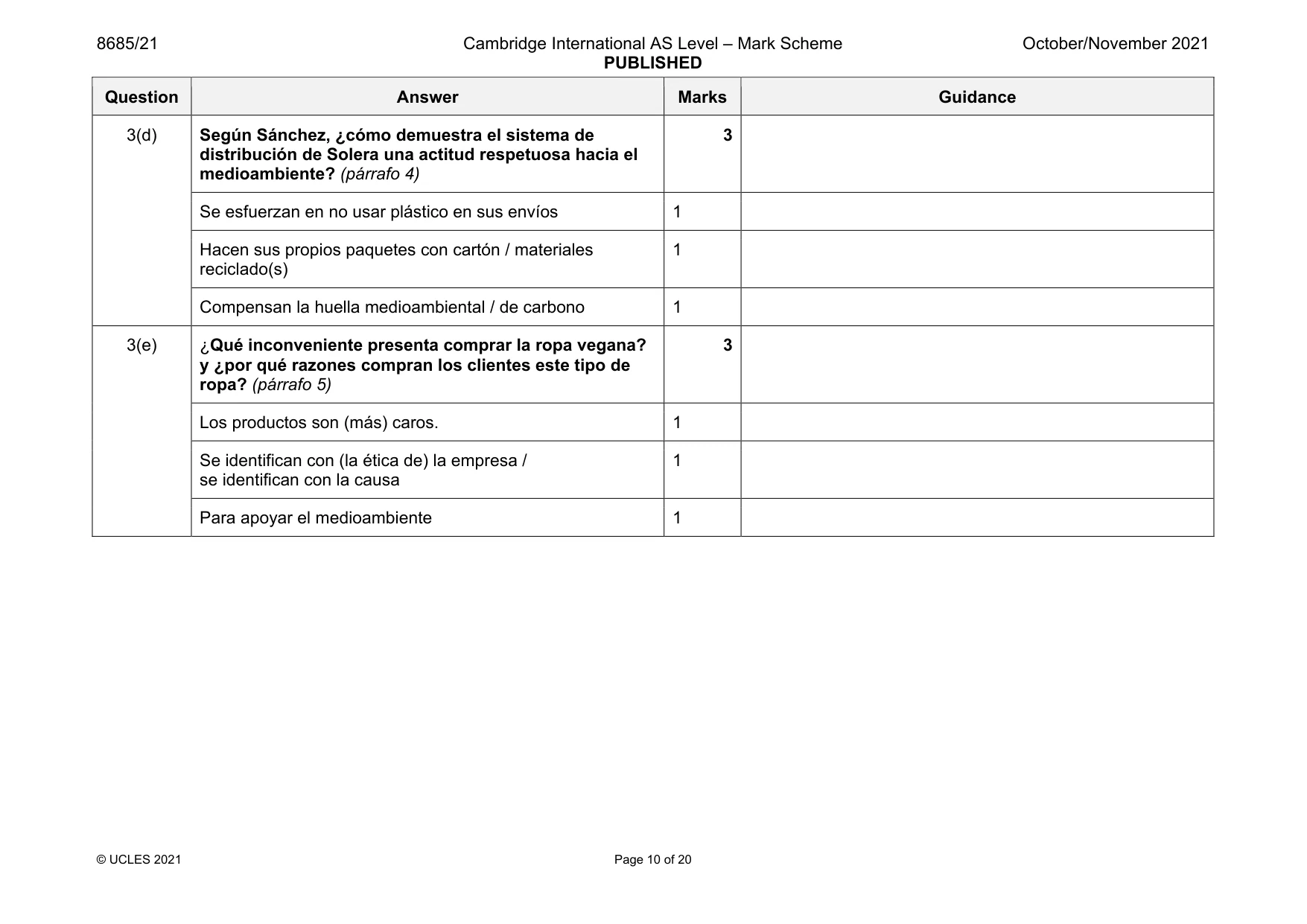 Mark scheme, page 10 of 20