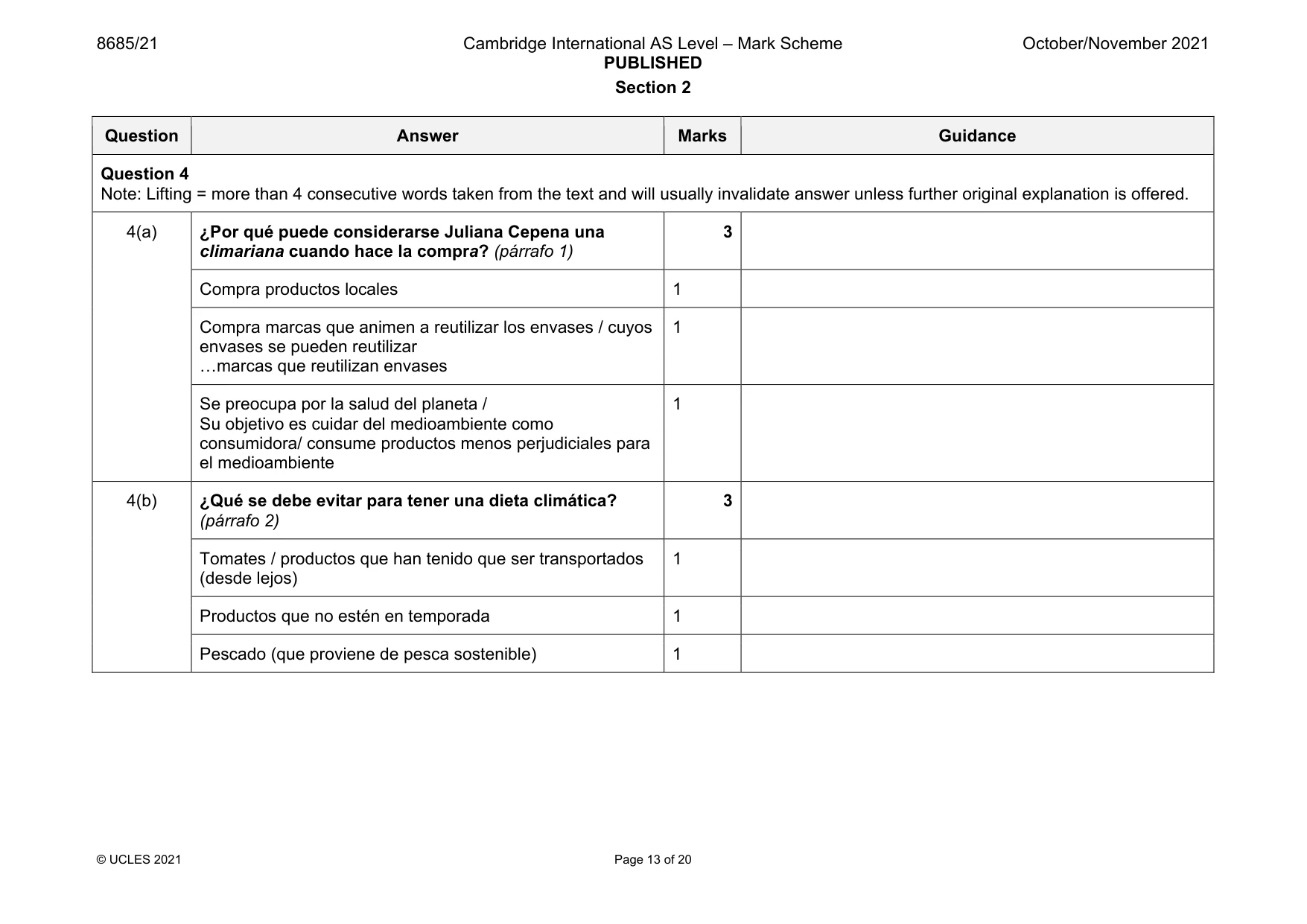 Mark scheme, page 13 of 20