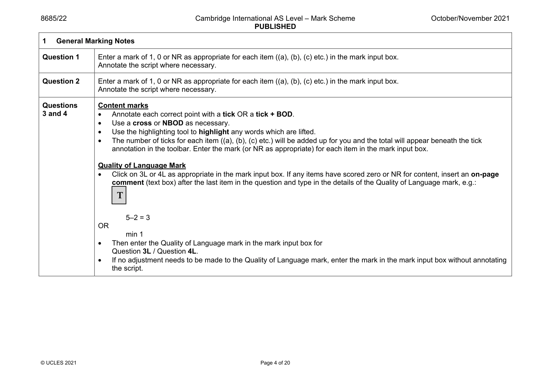 Mark scheme, page 4 of 20