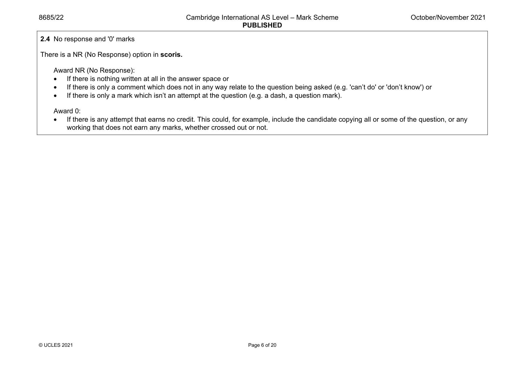 Mark scheme, page 6 of 20
