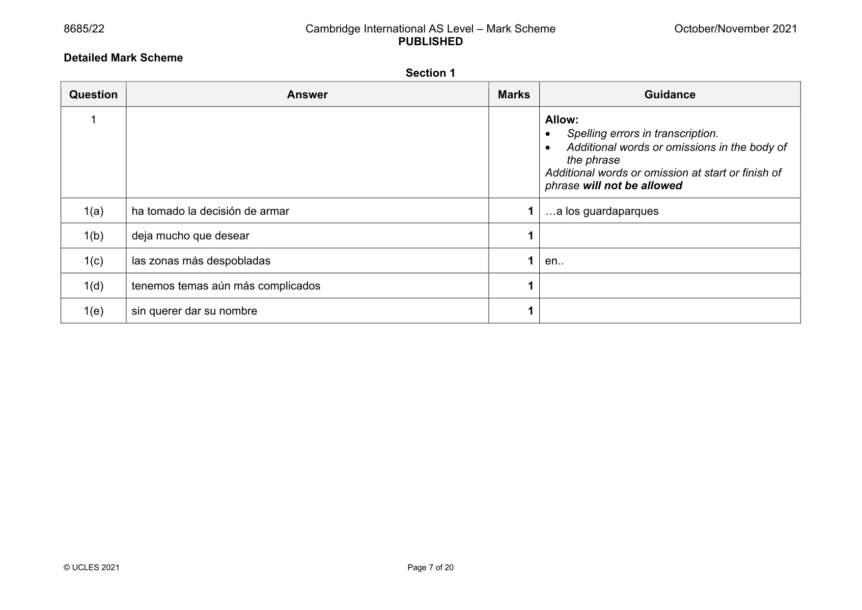 Mark scheme, page 7 of 20